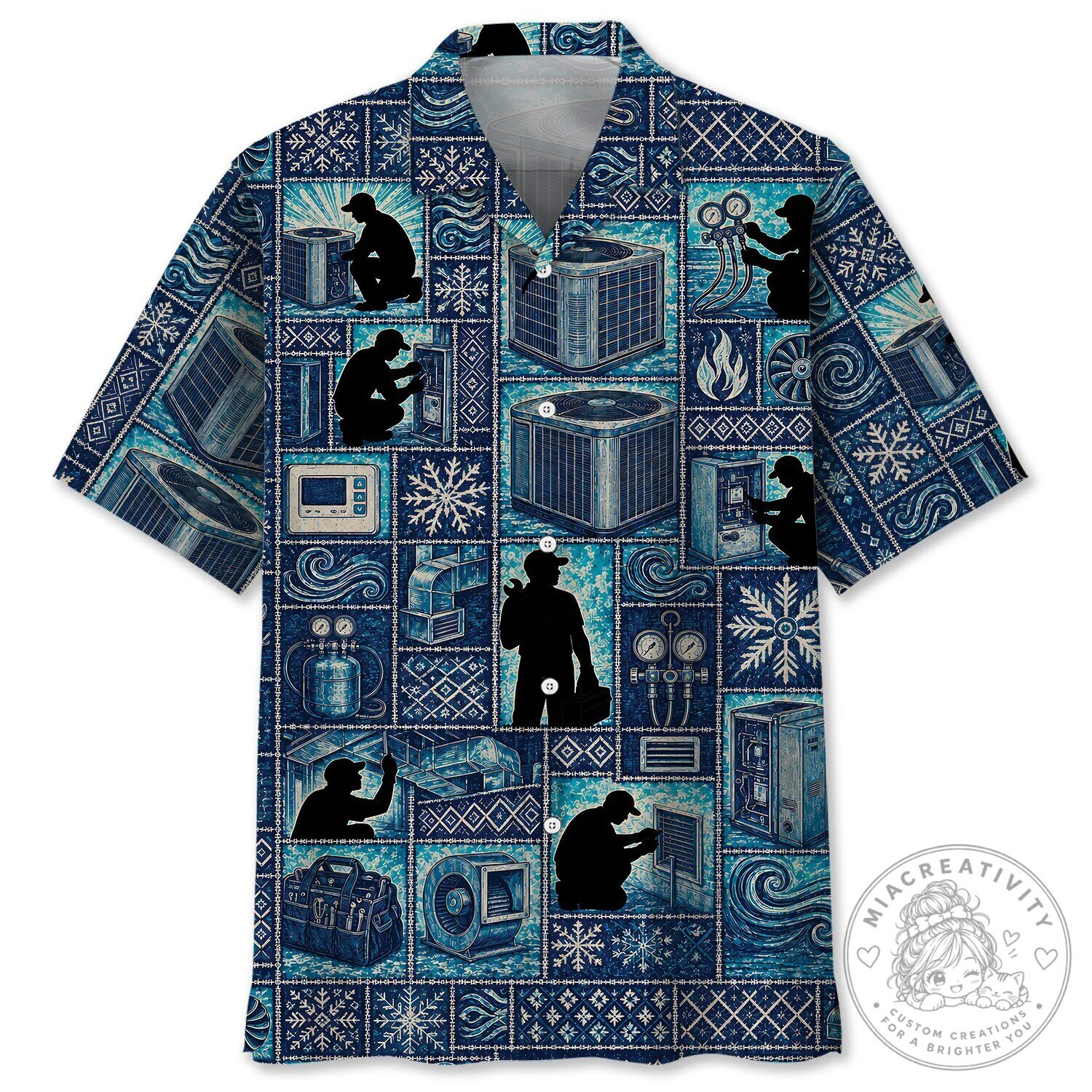HVAC Technician Air Conditioning Repairman Blue Tropical Hawaiian Shirt 2 HVAC Technician Air Conditioning Repairman Blue Tropical Hawaiian Shirt