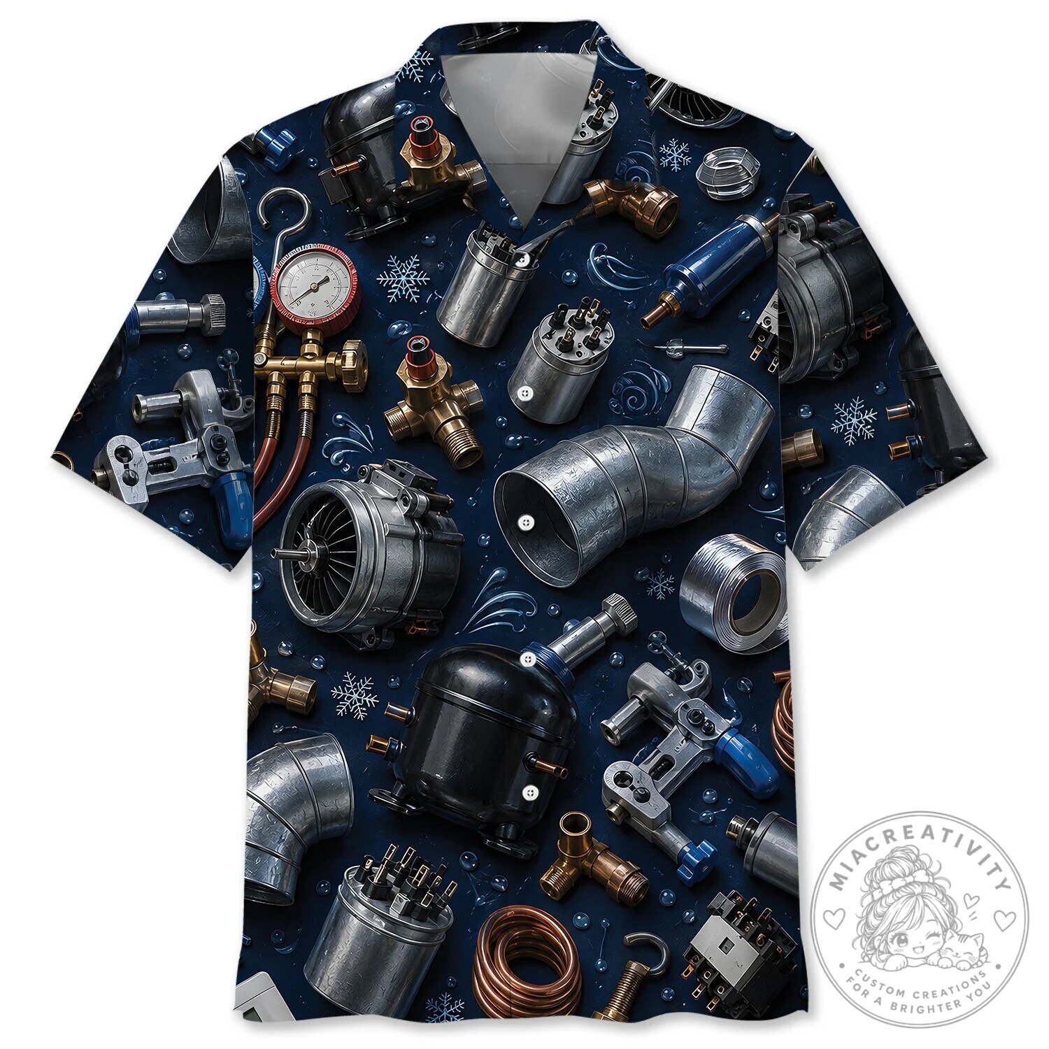 HVAC Technician Tools and Parts All Over Print Hawaiian Shirt