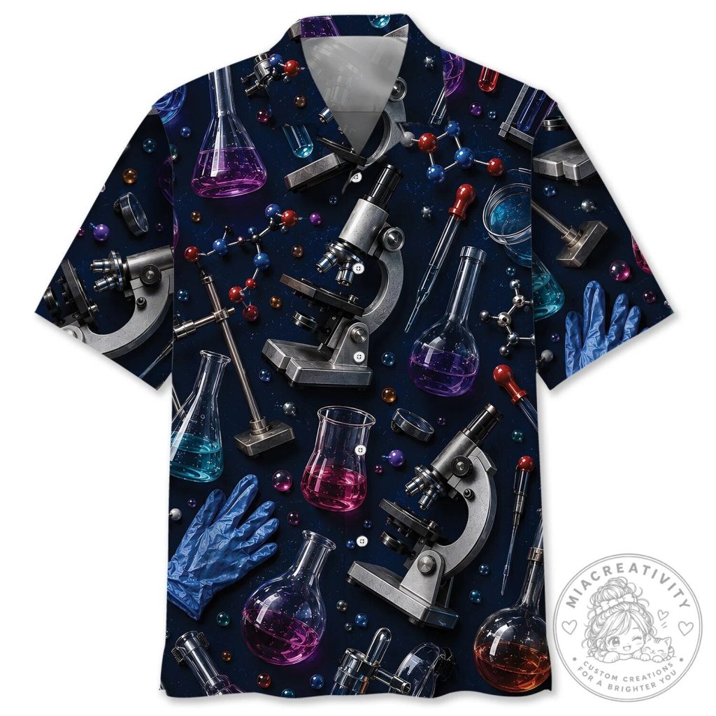 Science Laboratory Equipment Pattern Hawaiian Shirt Science Laboratory Equipment Pattern Hawaiian Shirt