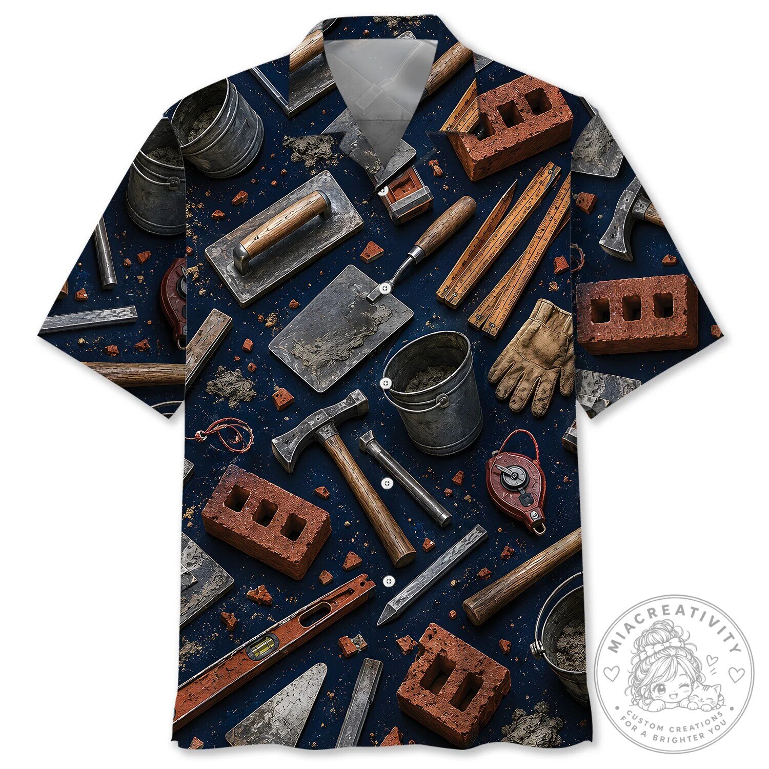 Bricklayer Construction Tools Pattern Men's Hawaiian Shirt