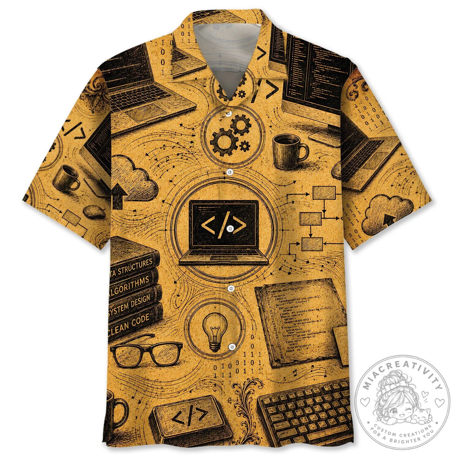 Hawaiian Shirt Featuring Vintage Art for Software Engineers - A Legendary Design