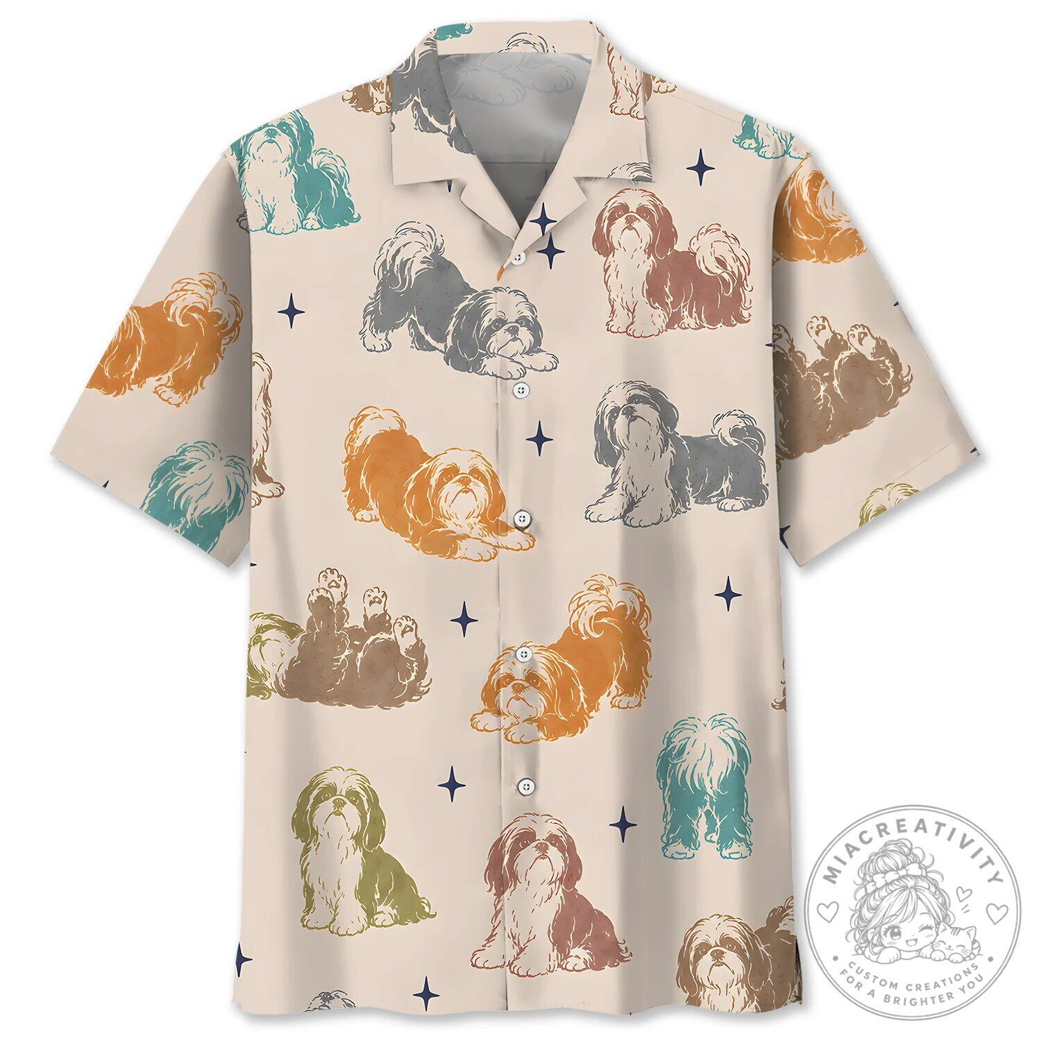 Shih Tzu Dog Breed Pattern Tropical Beach Summer Hawaiian Shirt
