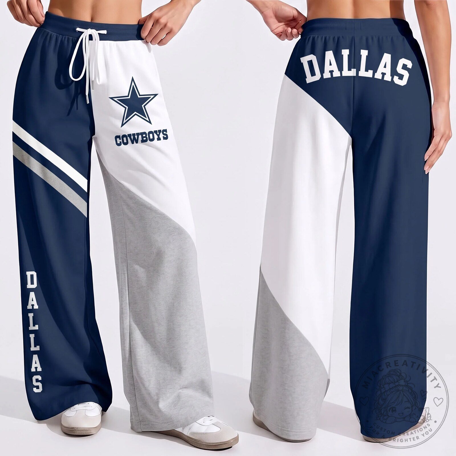 Dallas Cowboys NFL Team Color Block Wide Leg Lounge Pants