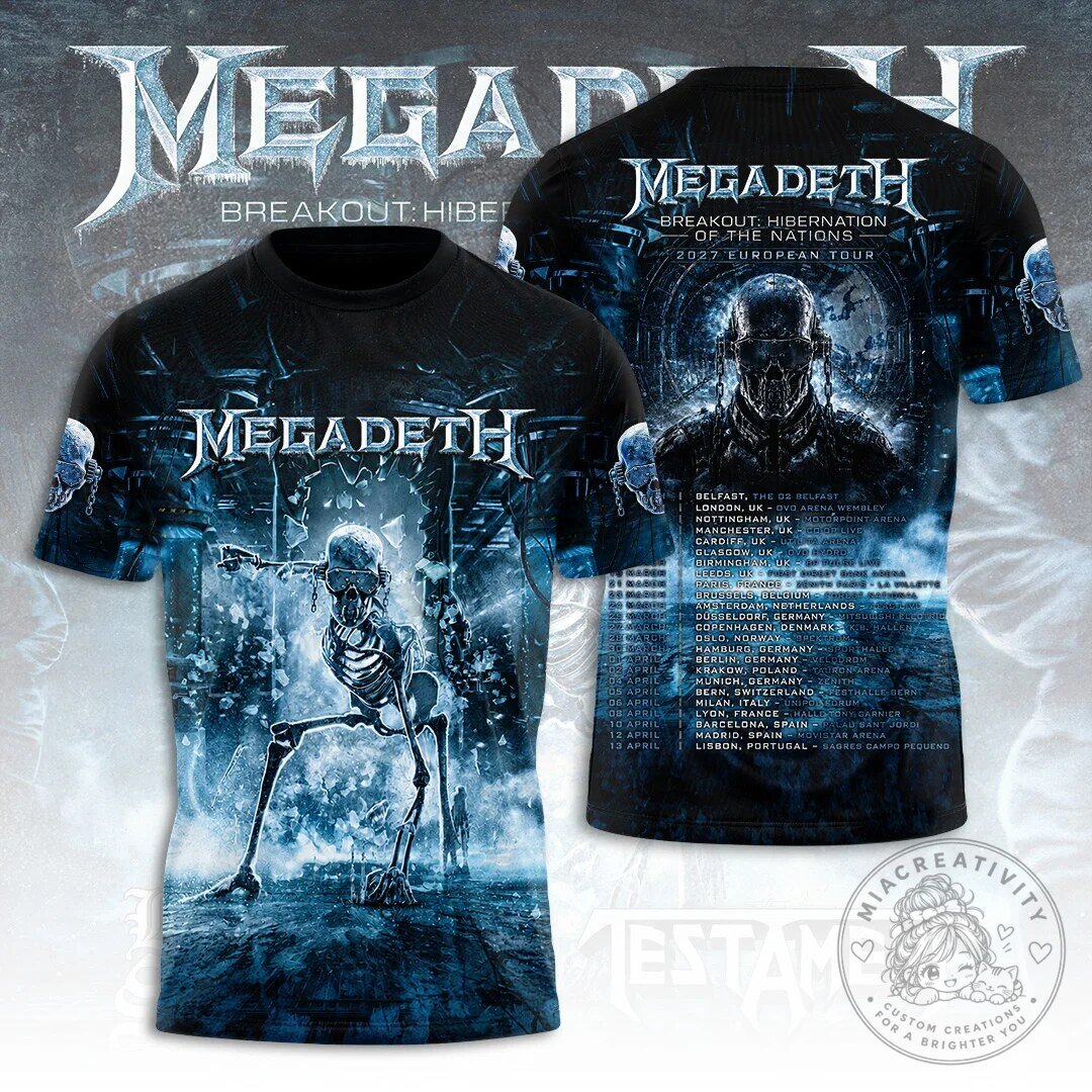 Megadeth Breakout Hibernation of the Nations 2027 European Tour T-Shirt