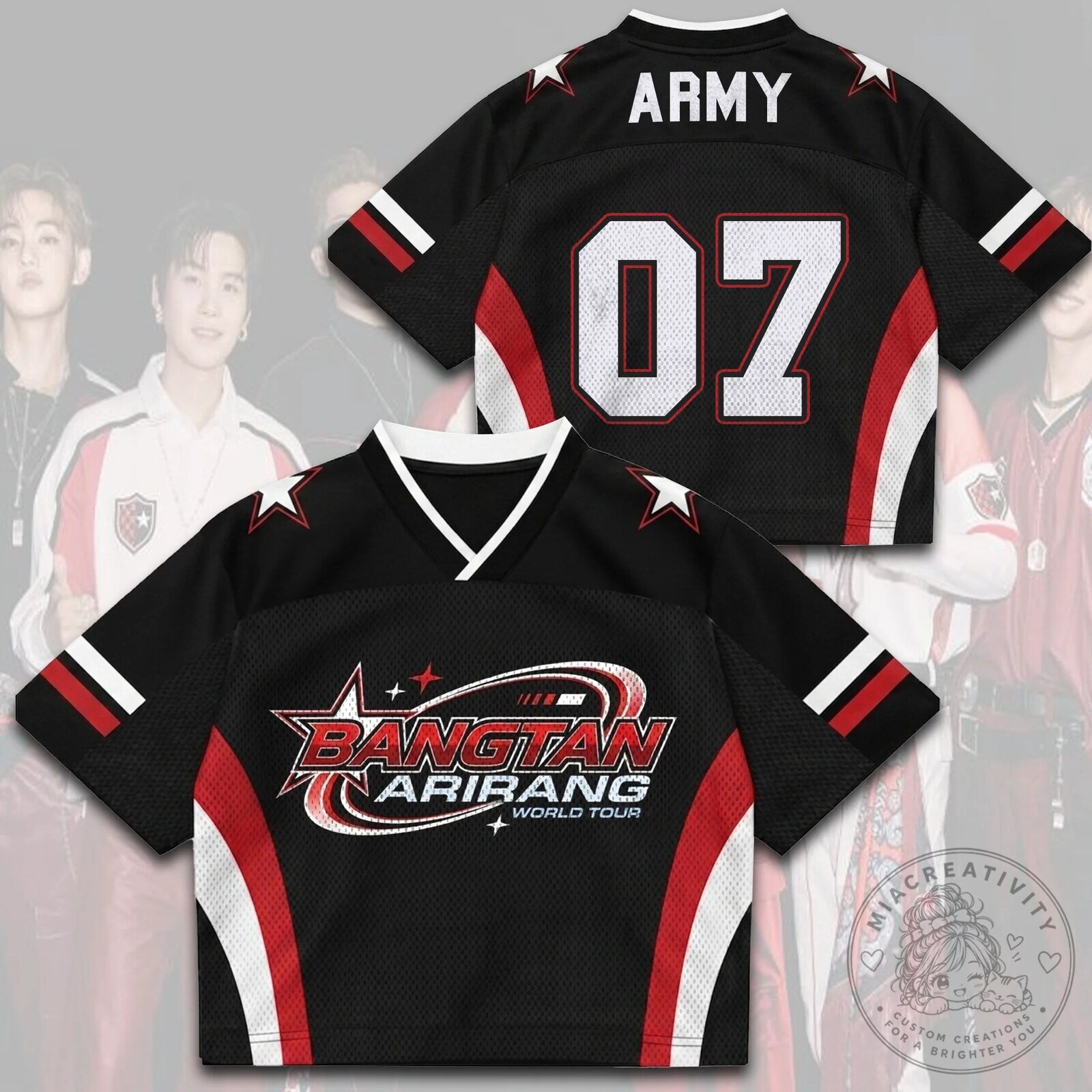 BTS Arirang World Tour Bangtan Boys Black Mesh Jersey for Army Fans