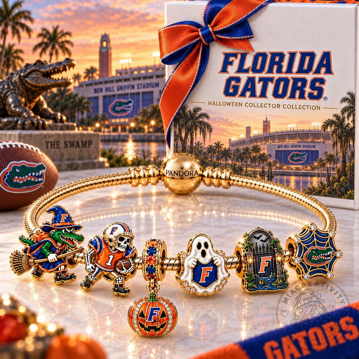 Florida Gators Halloween Collector Collection Gold Charm Bracelet Set