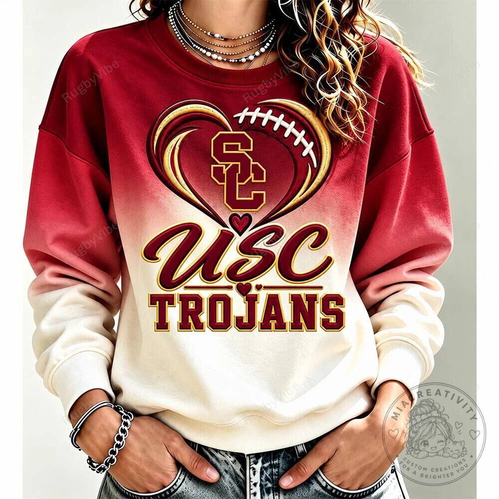 University of Southern California Trojans Football Heart Ombre Sweatshirt