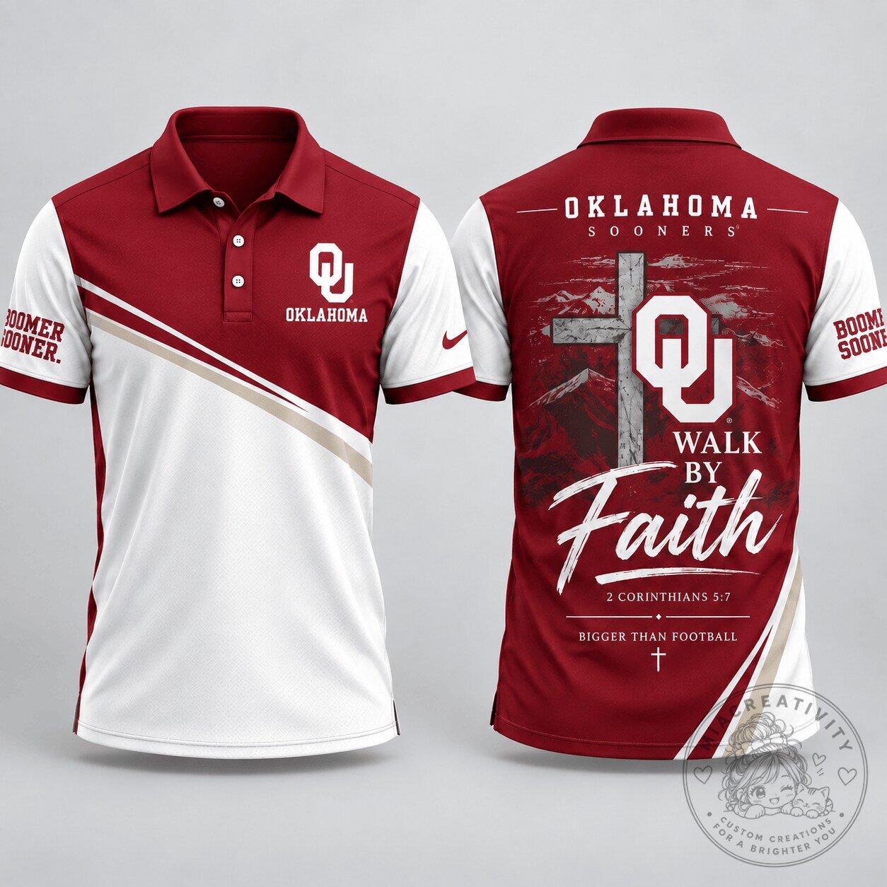 Oklahoma Sooners Walk By Faith NCAA Football Polo Shirt