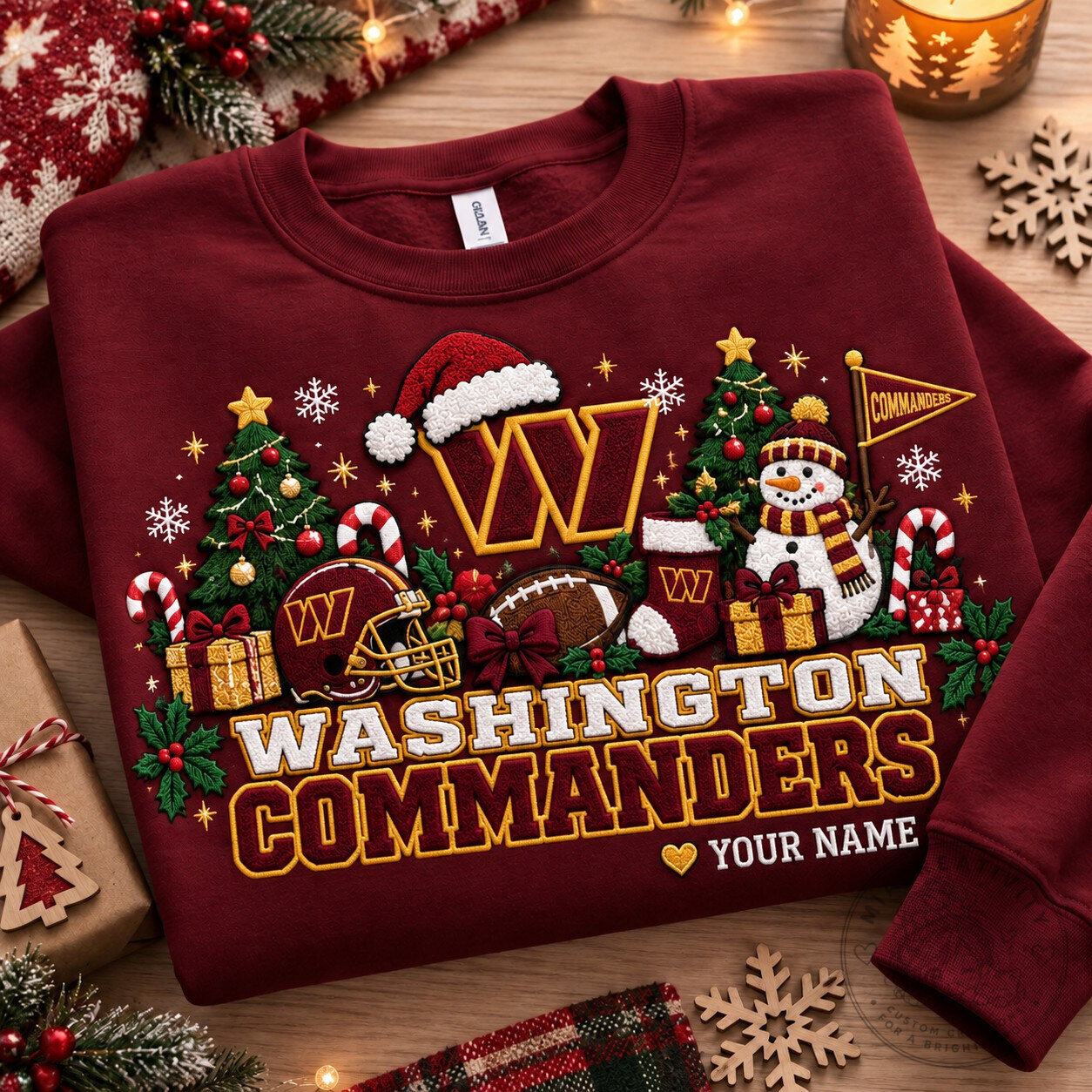Washington Commanders Christmas Holiday Personalized Custom Name Sweatshirt