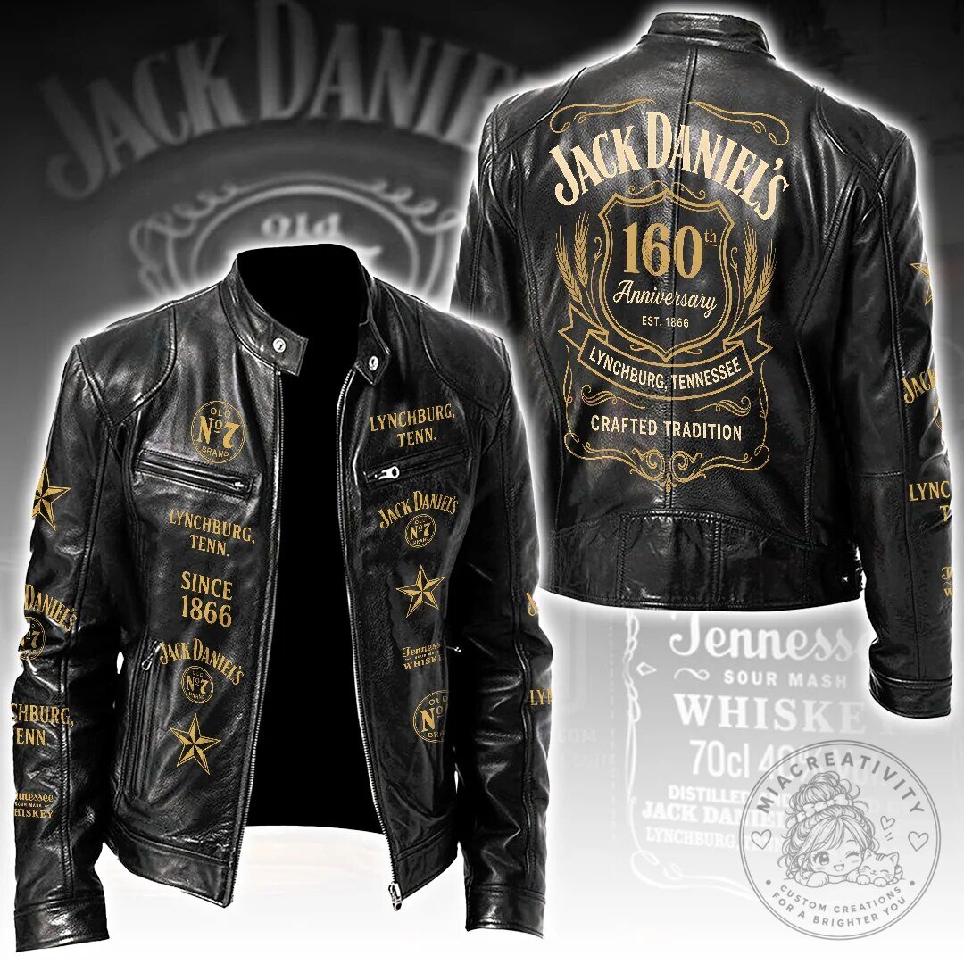 Jack Daniel's 160th Anniversary Old No. 7 Brand Tennessee Whiskey Leather Jacket