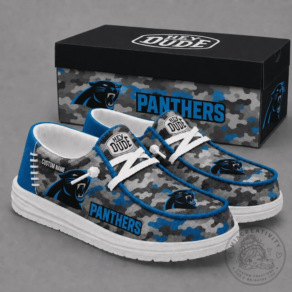 Carolina Panthers Personalized Camouflage Loafer Shoes