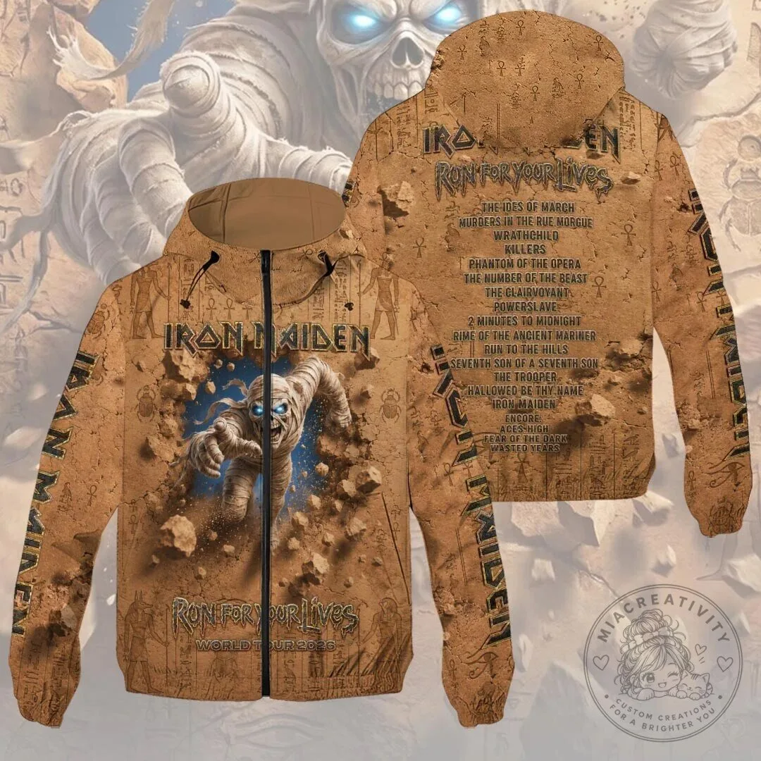 Iron Maiden Run For Your Lives World Tour 2026 Mummy Windbreaker Jacket