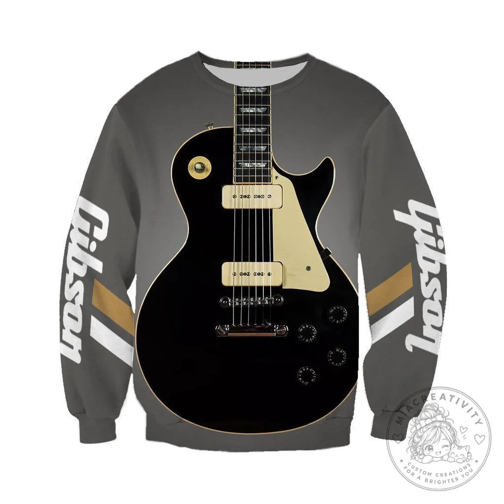 Gibson Les Paul Electric Guitar Themed Graphic Sweatshirt