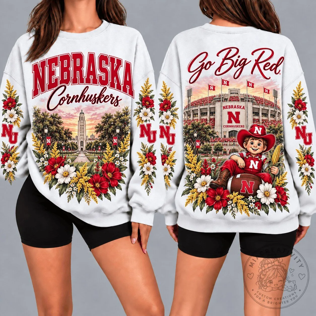 Nebraska Cornhuskers Floral Go Big Red College Football Sweatshirt