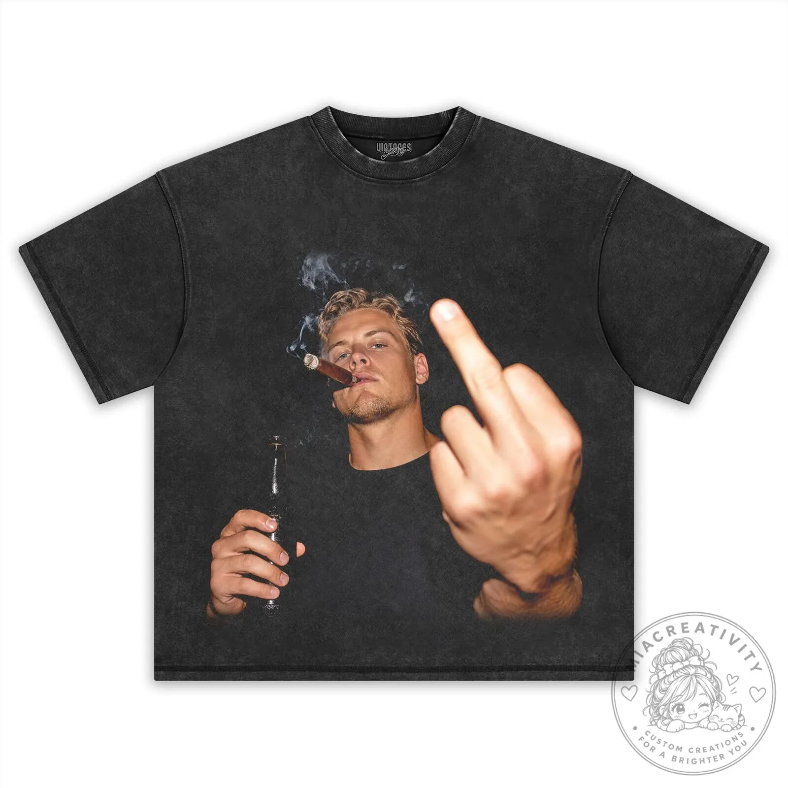 Joe Burrow Middle Finger Smoking Cigar Black Graphic T-Shirt 12 Joe Burrow Middle Finger Smoking Cigar Black Graphic T-Shirt