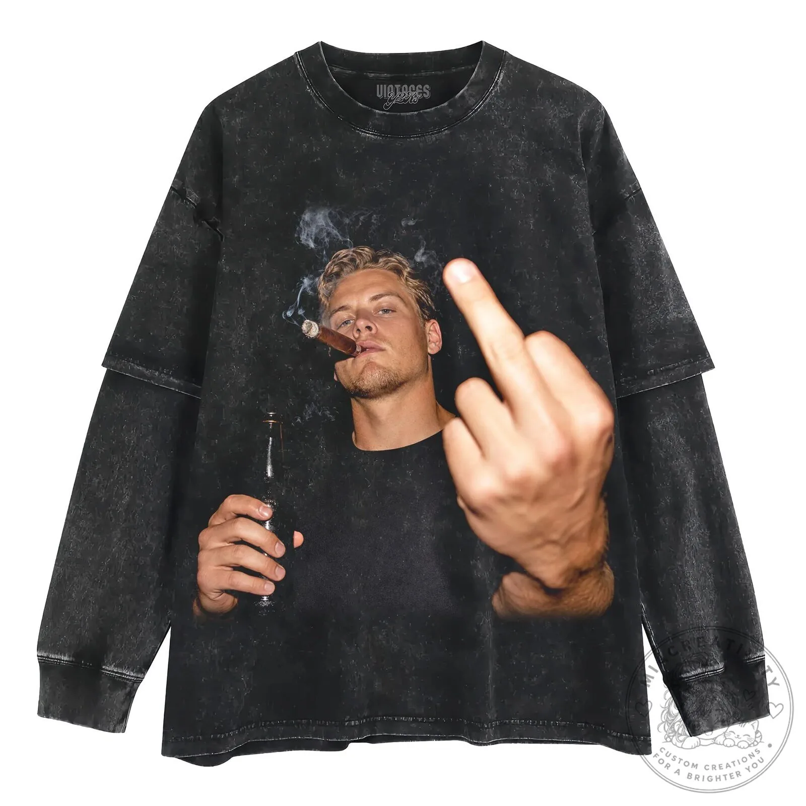 Joe Burrow Middle Finger Smoking Cigar Black Graphic T-Shirt 14 Joe Burrow Middle Finger Smoking Cigar Black Graphic T-Shirt