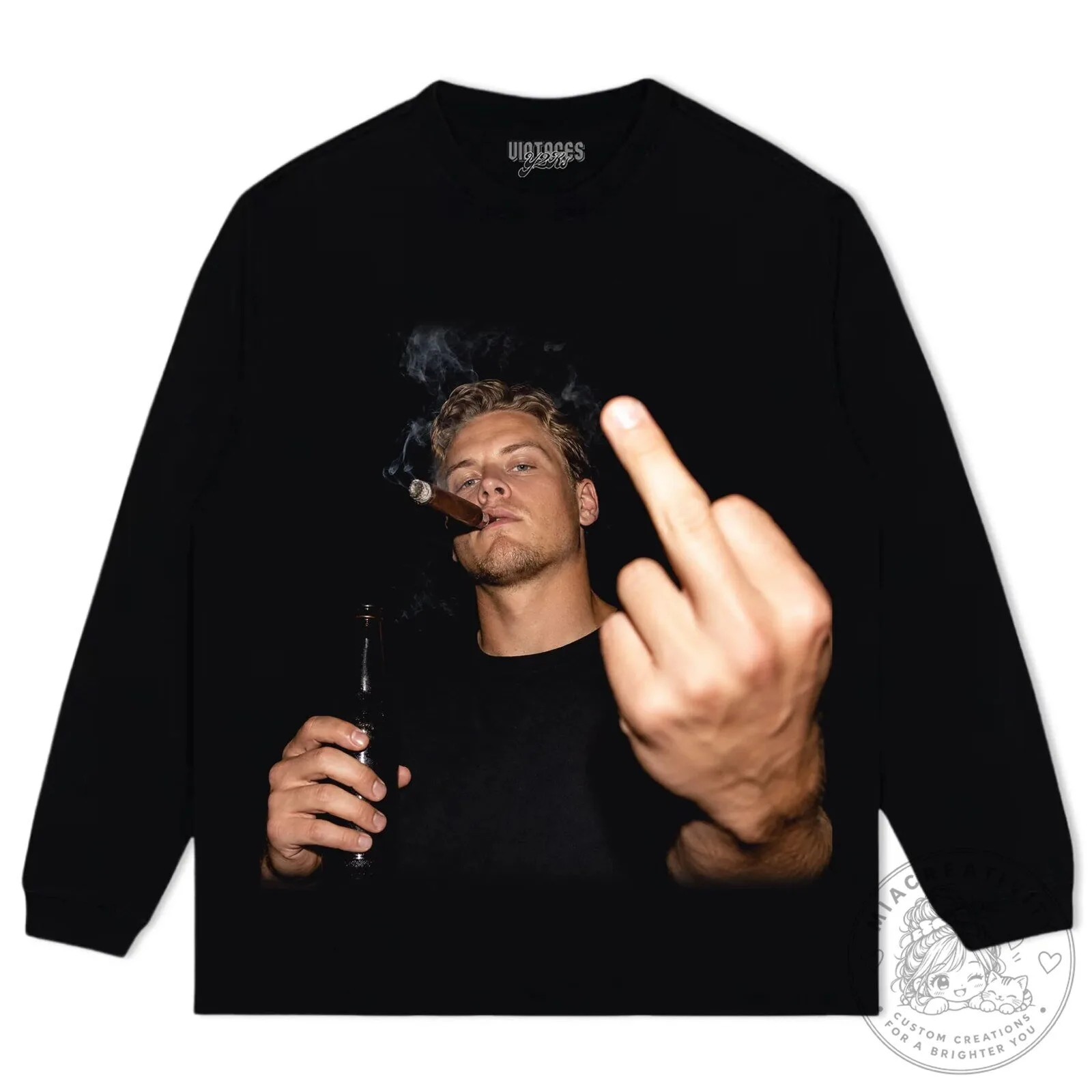 Joe Burrow Middle Finger Smoking Cigar Black Graphic T-Shirt 15 Joe Burrow Middle Finger Smoking Cigar Black Graphic T-Shirt
