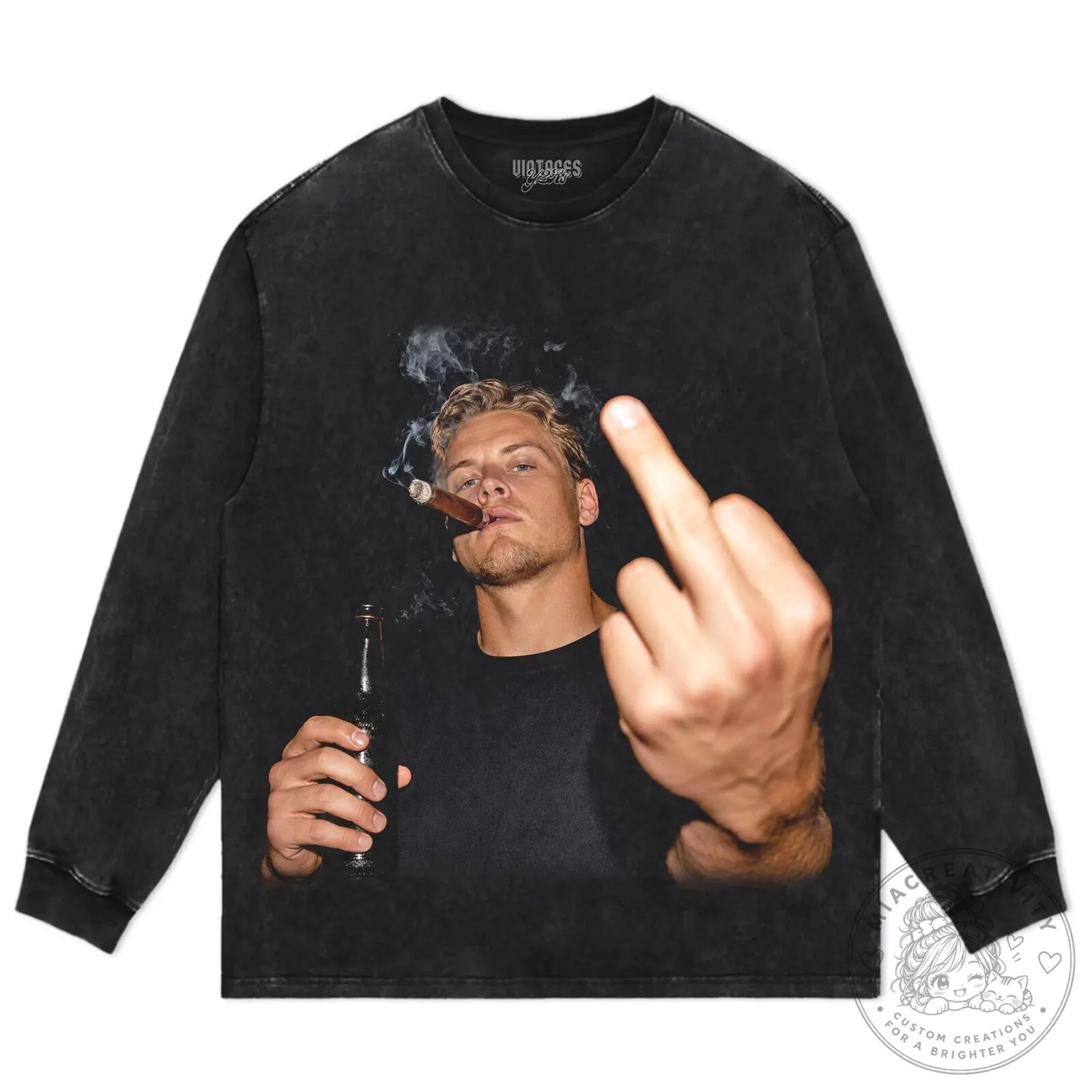 Joe Burrow Middle Finger Smoking Cigar Black Graphic T-Shirt 16 Joe Burrow Middle Finger Smoking Cigar Black Graphic T-Shirt
