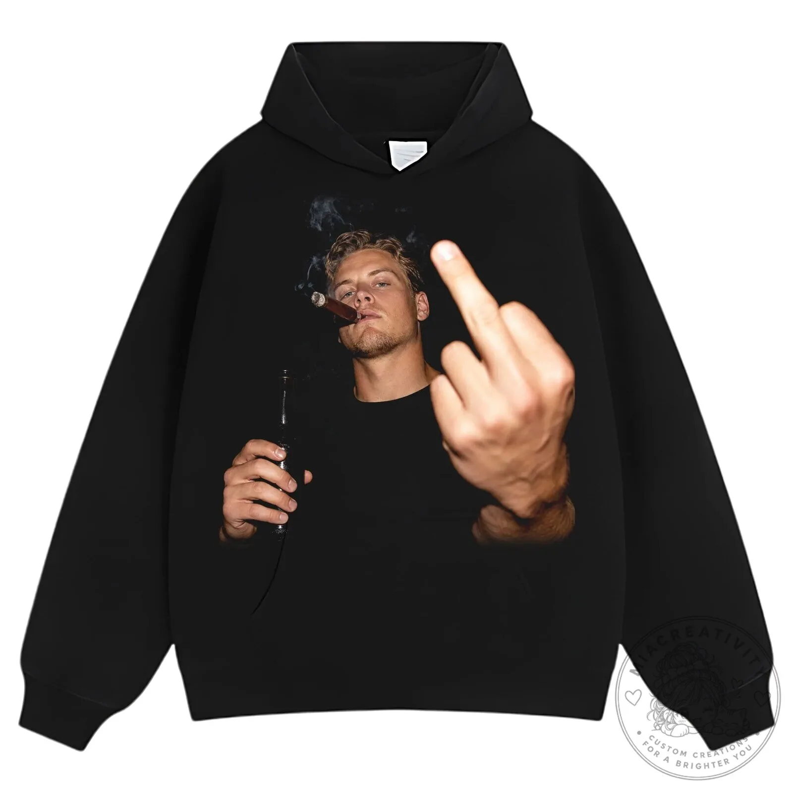 Joe Burrow Middle Finger Smoking Cigar Black Graphic T-Shirt 17 Joe Burrow Middle Finger Smoking Cigar Black Graphic T-Shirt