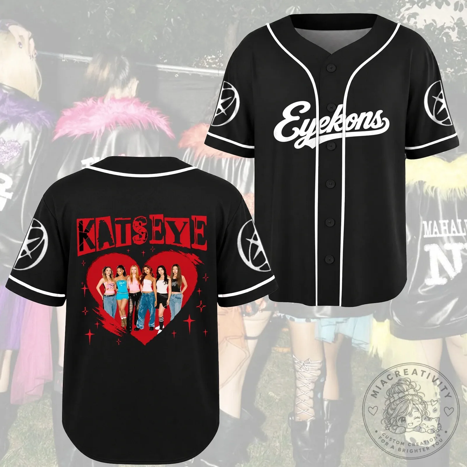 Katseye The Wild World Tour Red Heart Punk Pop Baseball Jersey for Fans