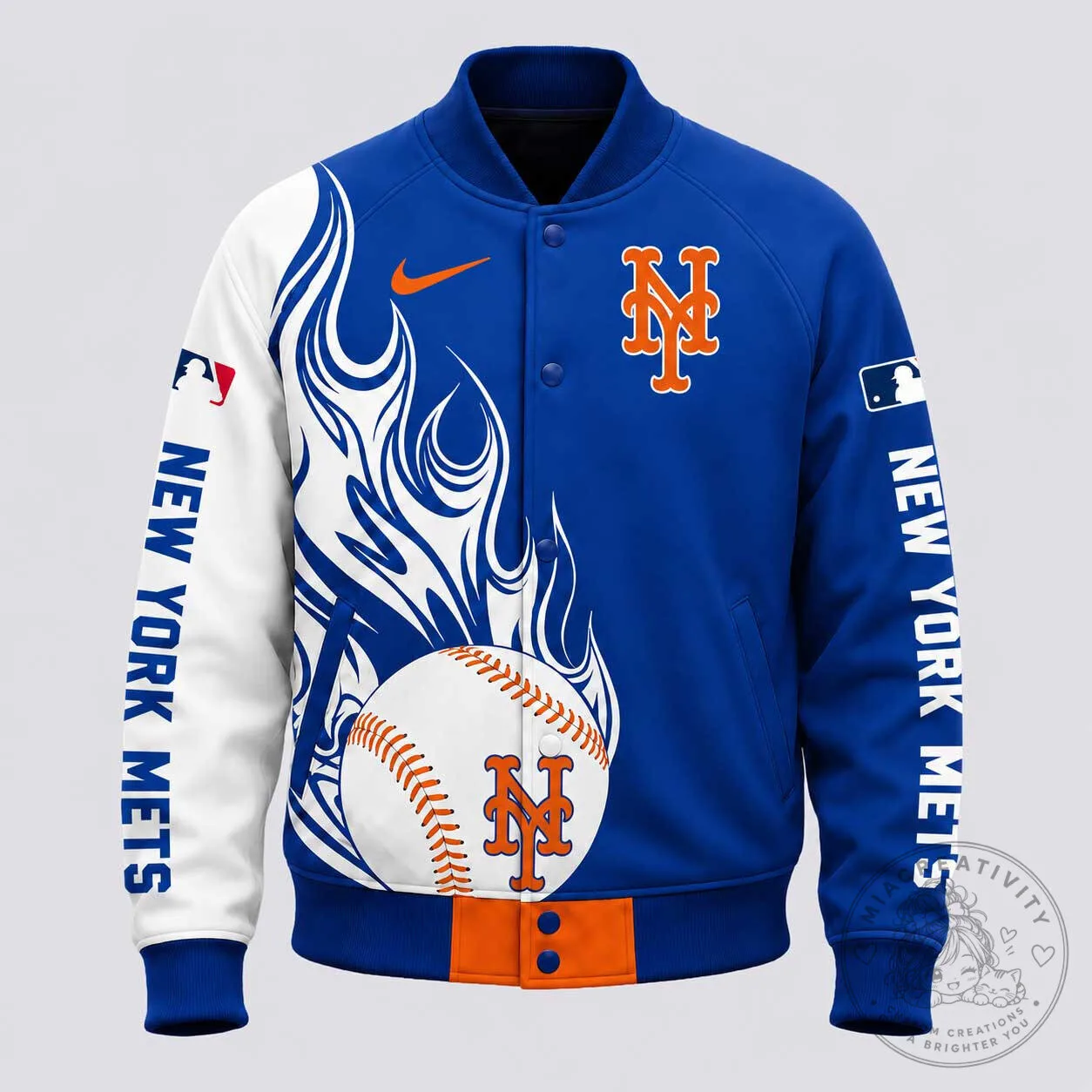 New York Mets Baseball Flame Strike Premium Varsity Jacket