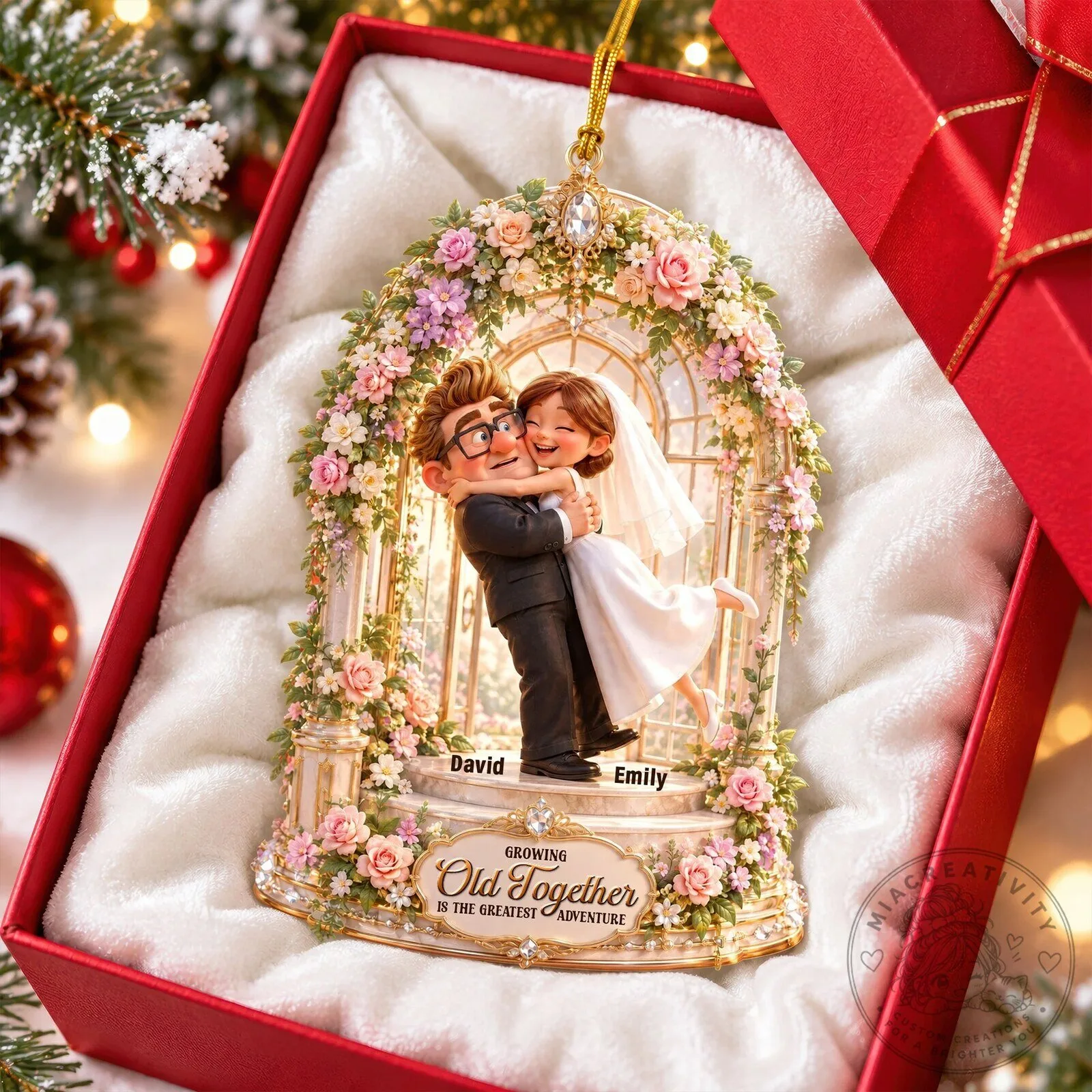 Personalized Growing Old Together Couple Wedding Ornament