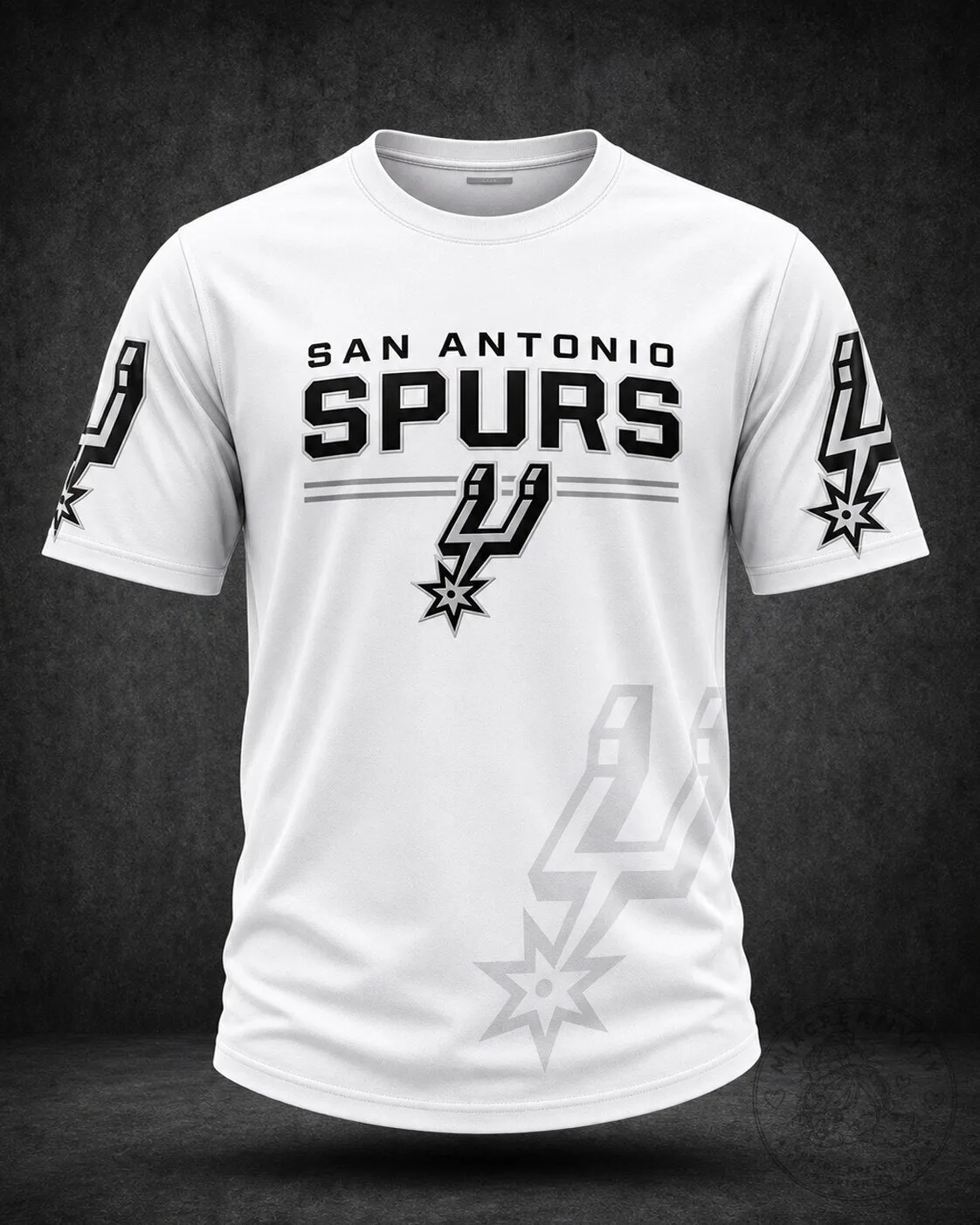 San Antonio Spurs Basketball Team Logo White Crew Neck T-Shirt