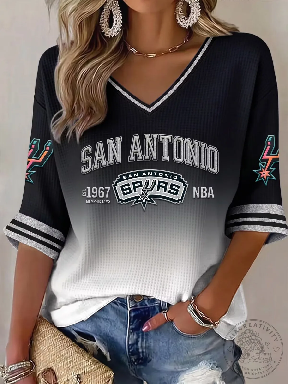 San Antonio Spurs Basketball Fan V-Neck Short Sleeve Shirt