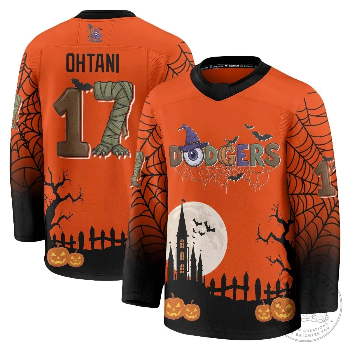 Halloween Edition Hockey Jersey for Los Angeles Dodgers featuring Shohei Ohtani