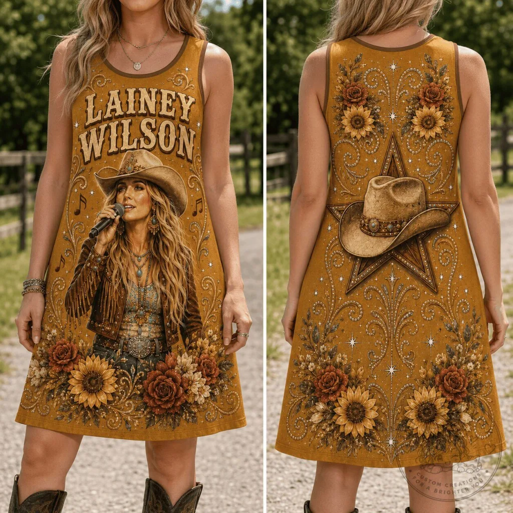 Lainey Wilson Country Music Singer Cowgirl Sunflowers Sleeveless Dress 20 Lainey Wilson Country Music Singer Cowgirl Sunflowers Sleeveless Dress