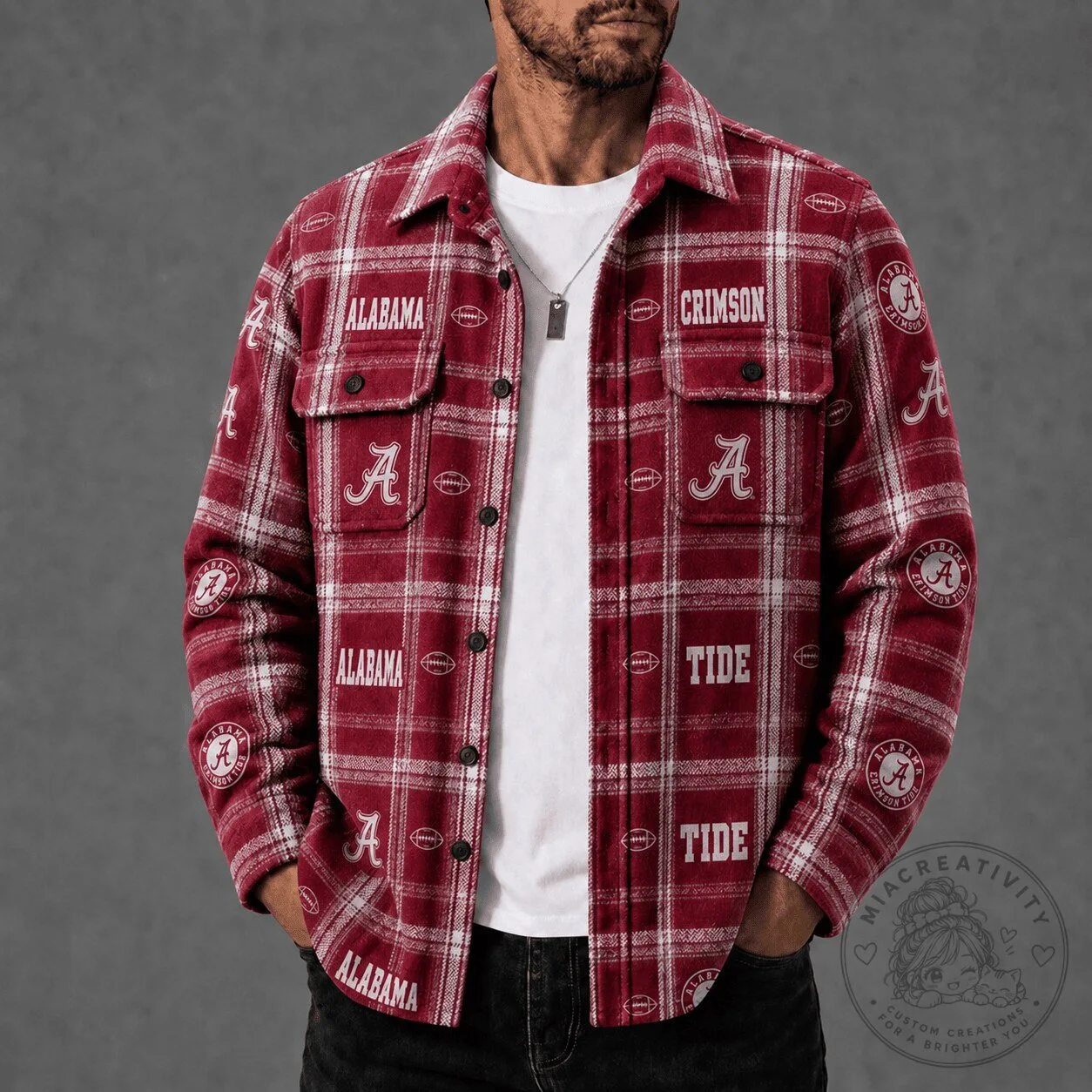 Alabama Crimson Tide Plaid Flannel Button Up Shirt