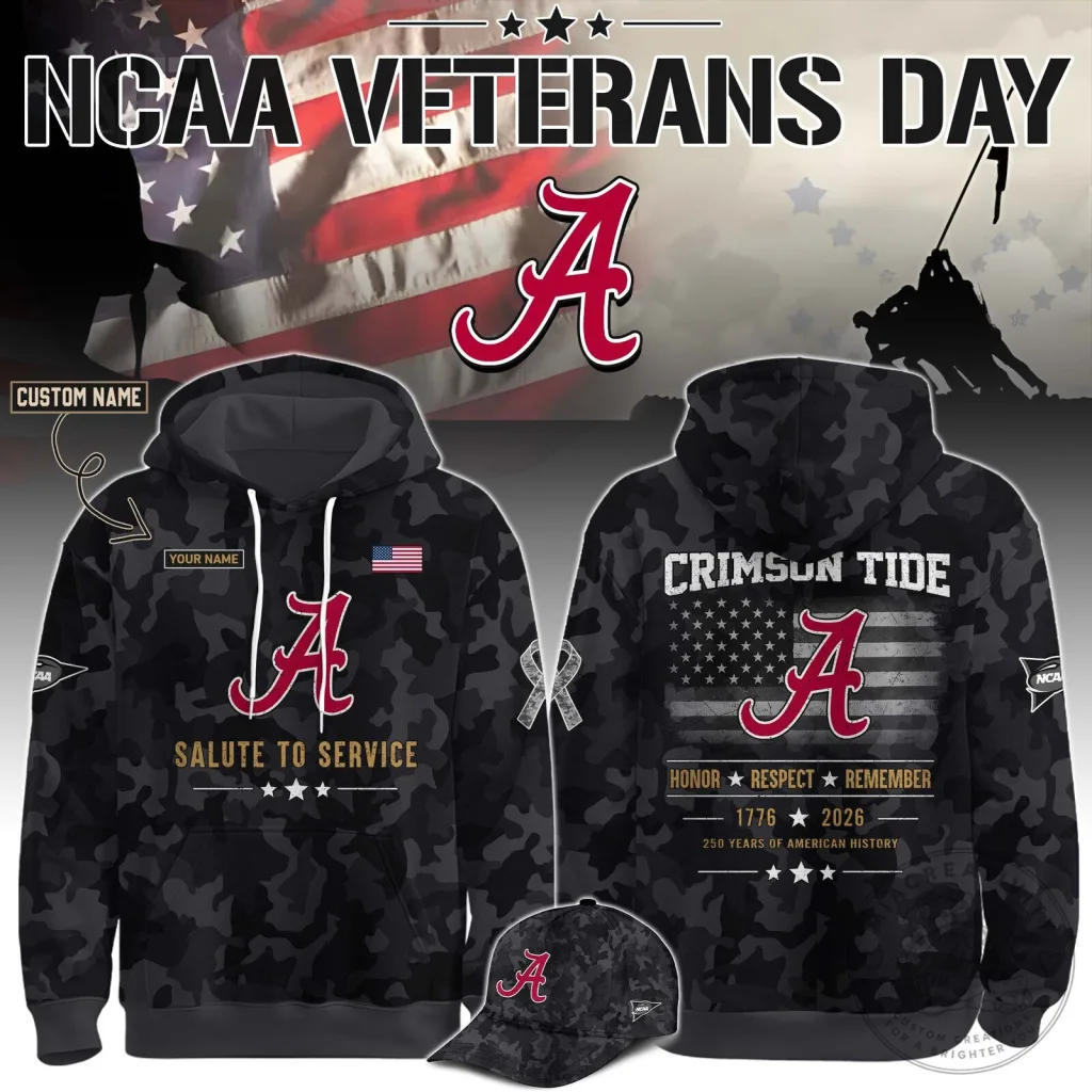 Alabama Crimson Tide NCAA Veterans Day Salute To Service Camouflage Hoodie Alabama Crimson Tide NCAA Veterans Day Salute To Service Camouflage Hoodie