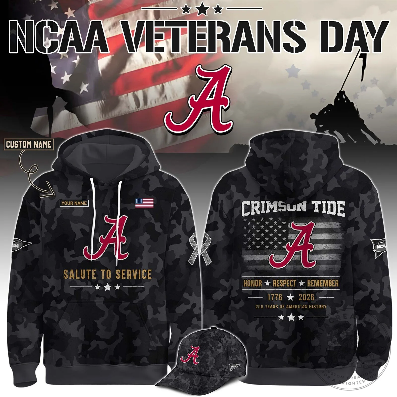 Alabama Crimson Tide NCAA Veterans Day Salute To Service Camouflage Hoodie