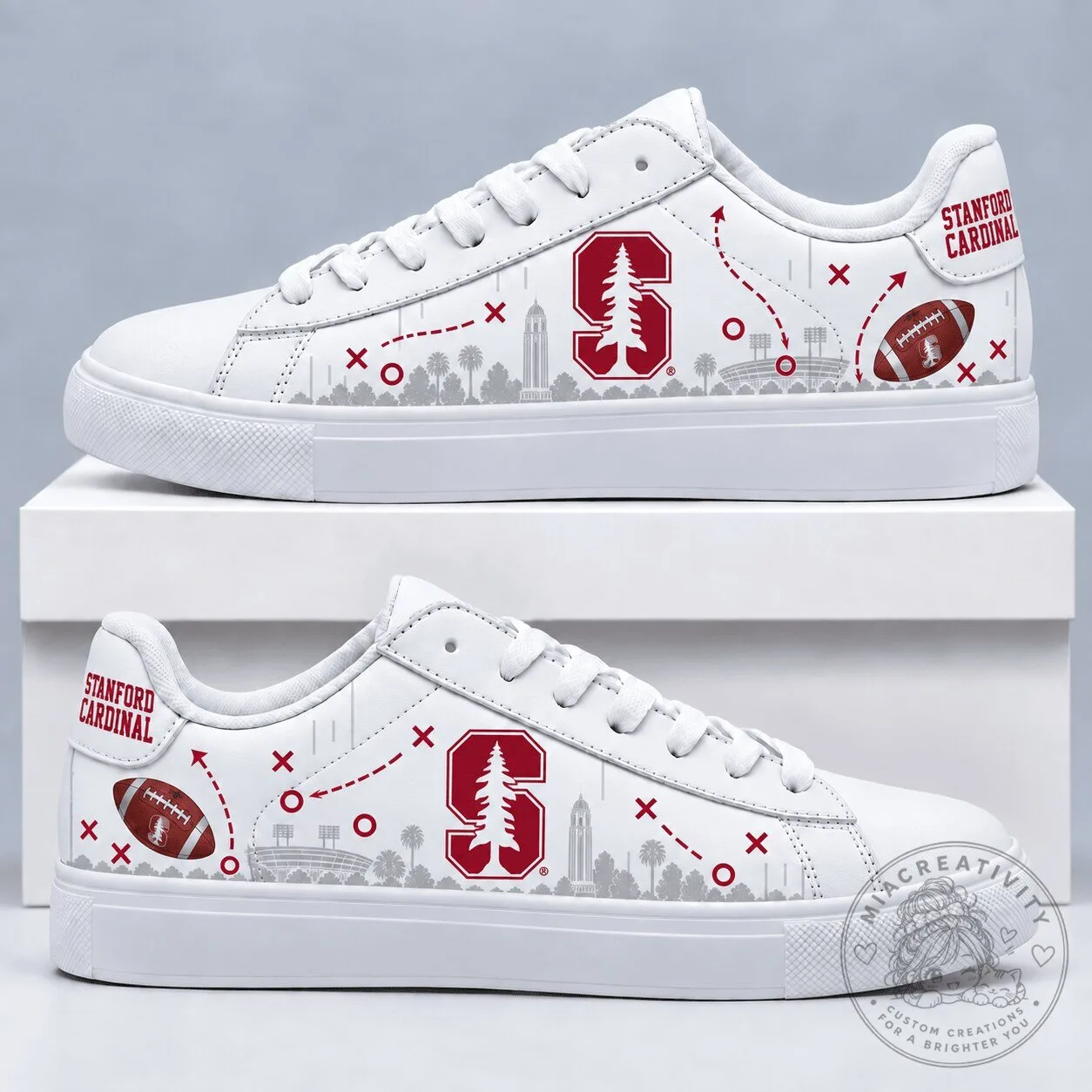 Stanford Cardinal NCAA Football Team White Low Top Sneakers