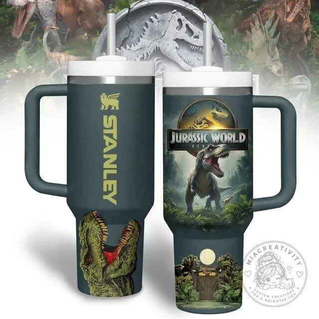 Jurassic World Dominion Movie Stanley Tumbler with Handle and Straw