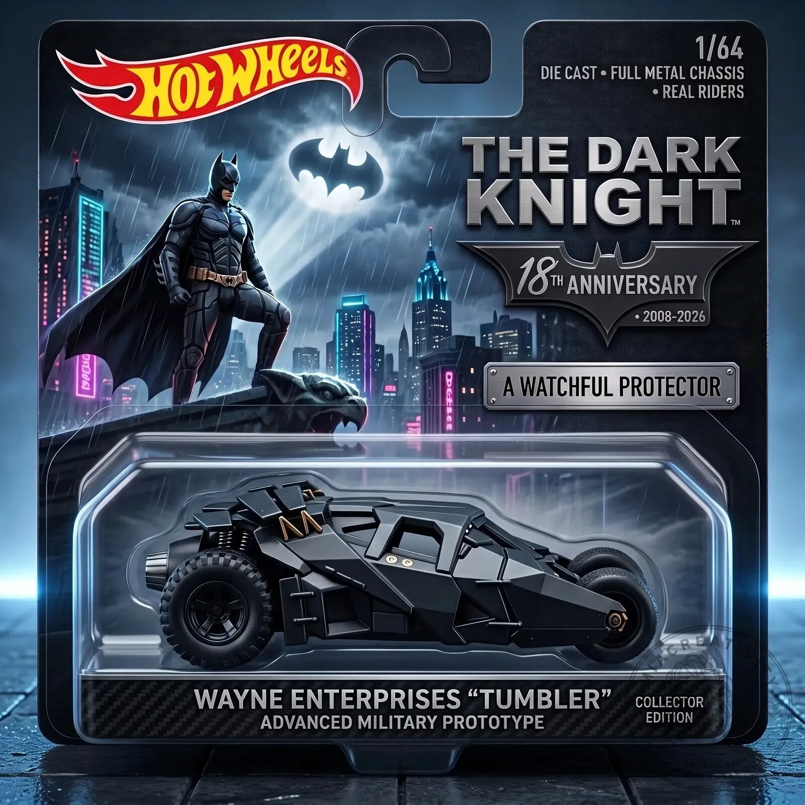 Batman The Dark Knight Tumbler Batmobile Hot Wheels Die-Cast Car Collector Edition