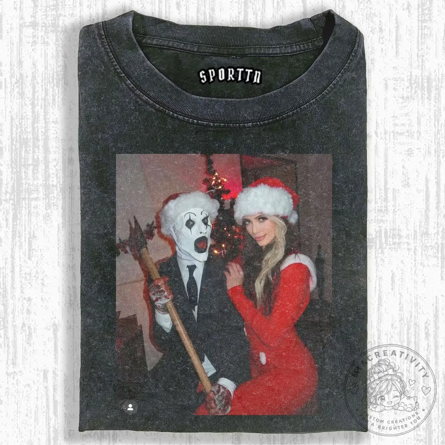 Art the Clown and Santa Girl Christmas Horror Movie T-Shirt