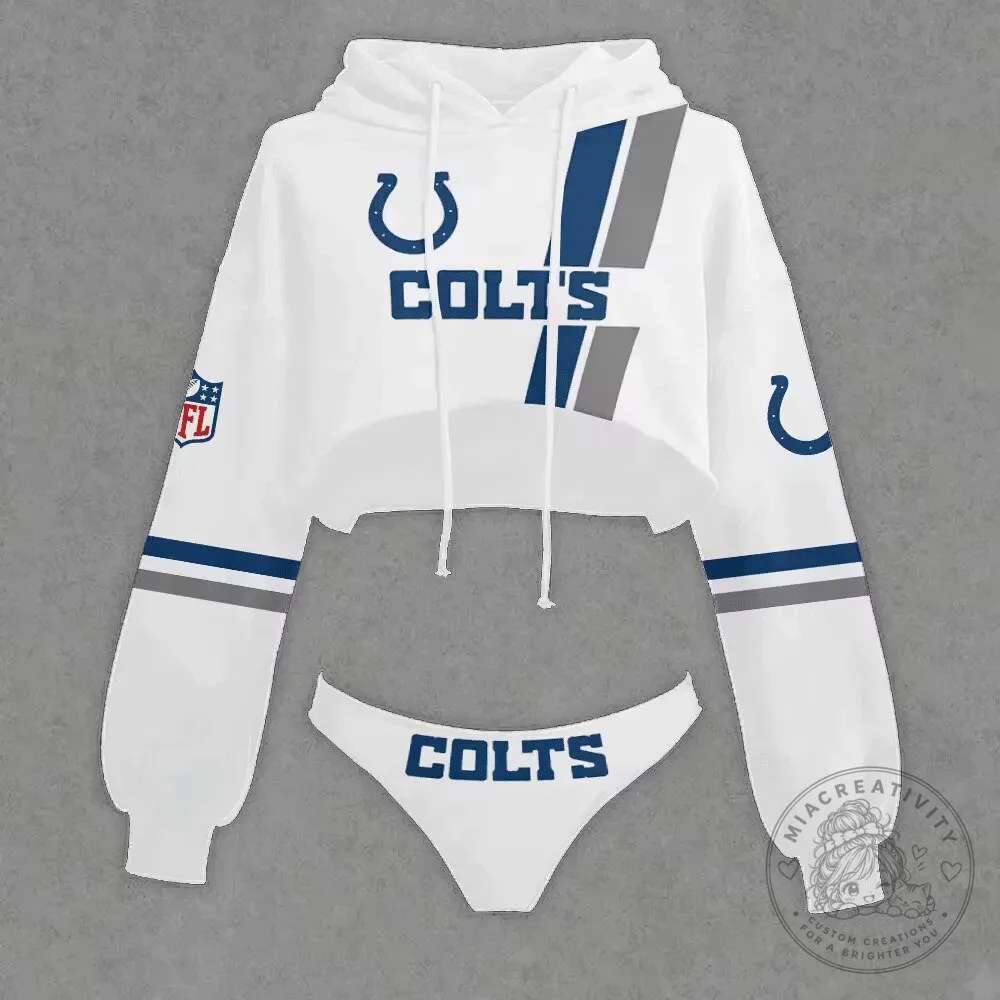 Cropped Hoodie and Panty Set for Women - Indianapolis Colts