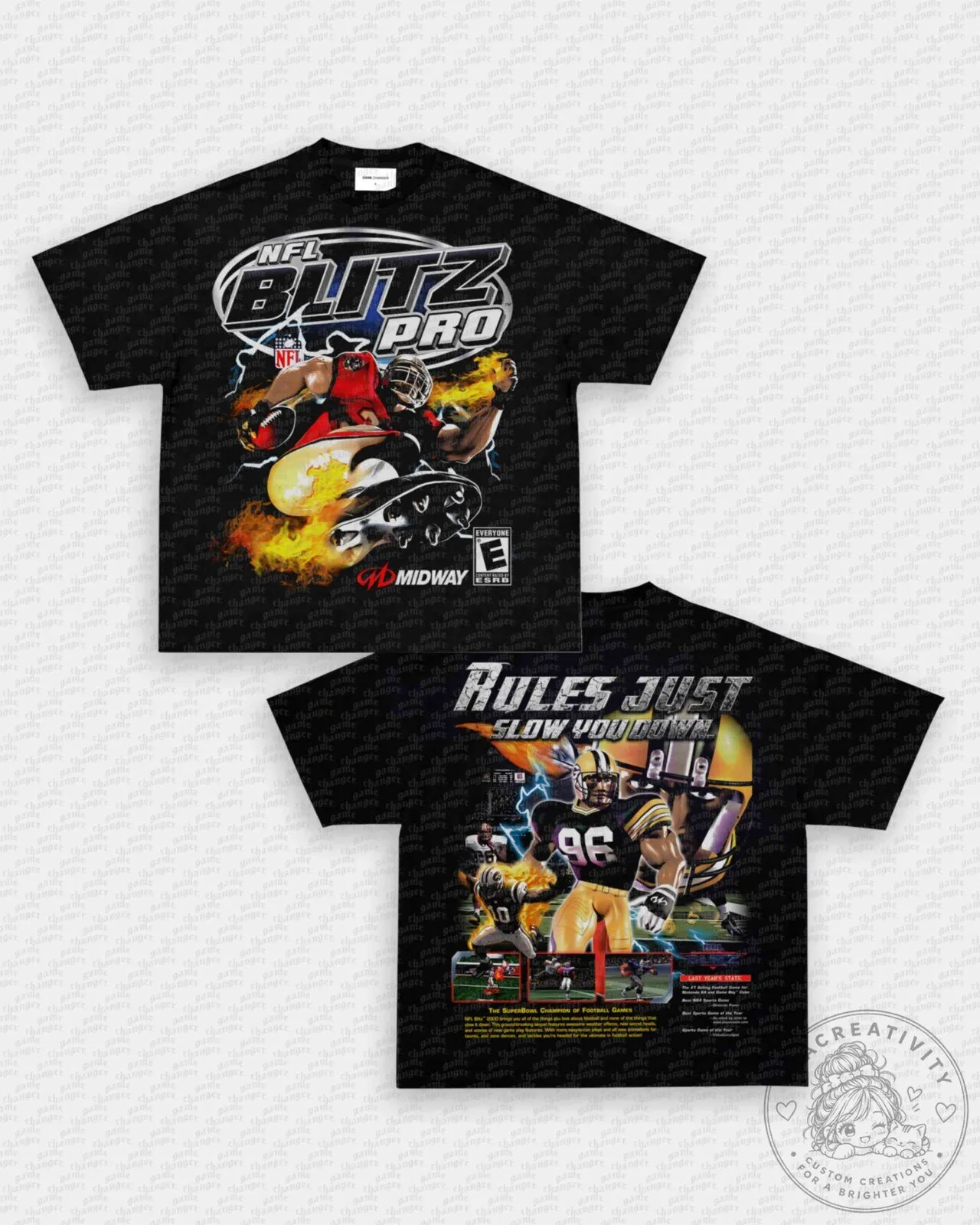 NFL Blitz Pro Video Game Football Black Graphic T-Shirt
