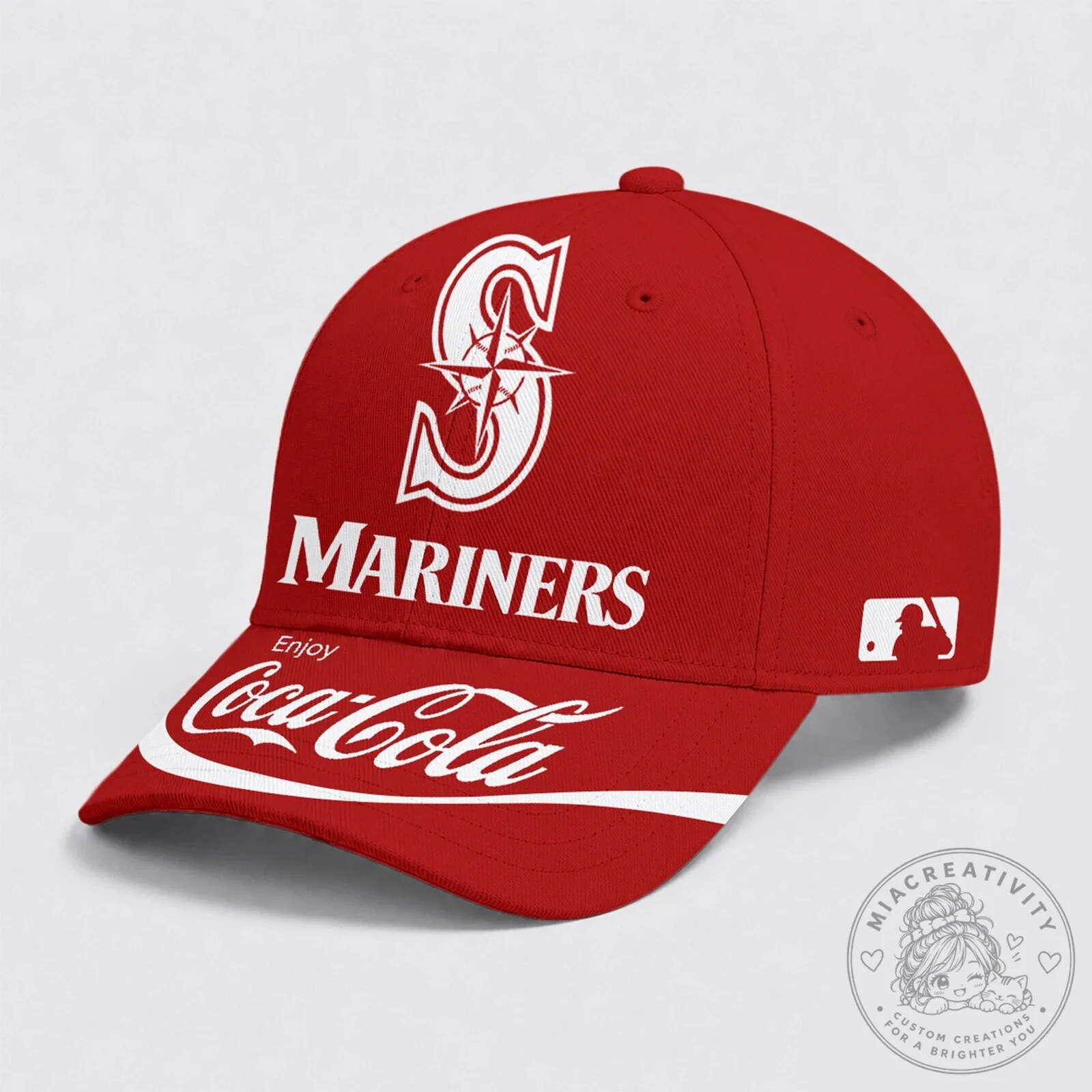 Red Cap Hat featuring Coca-Cola Logo for Seattle Mariners Baseball Team