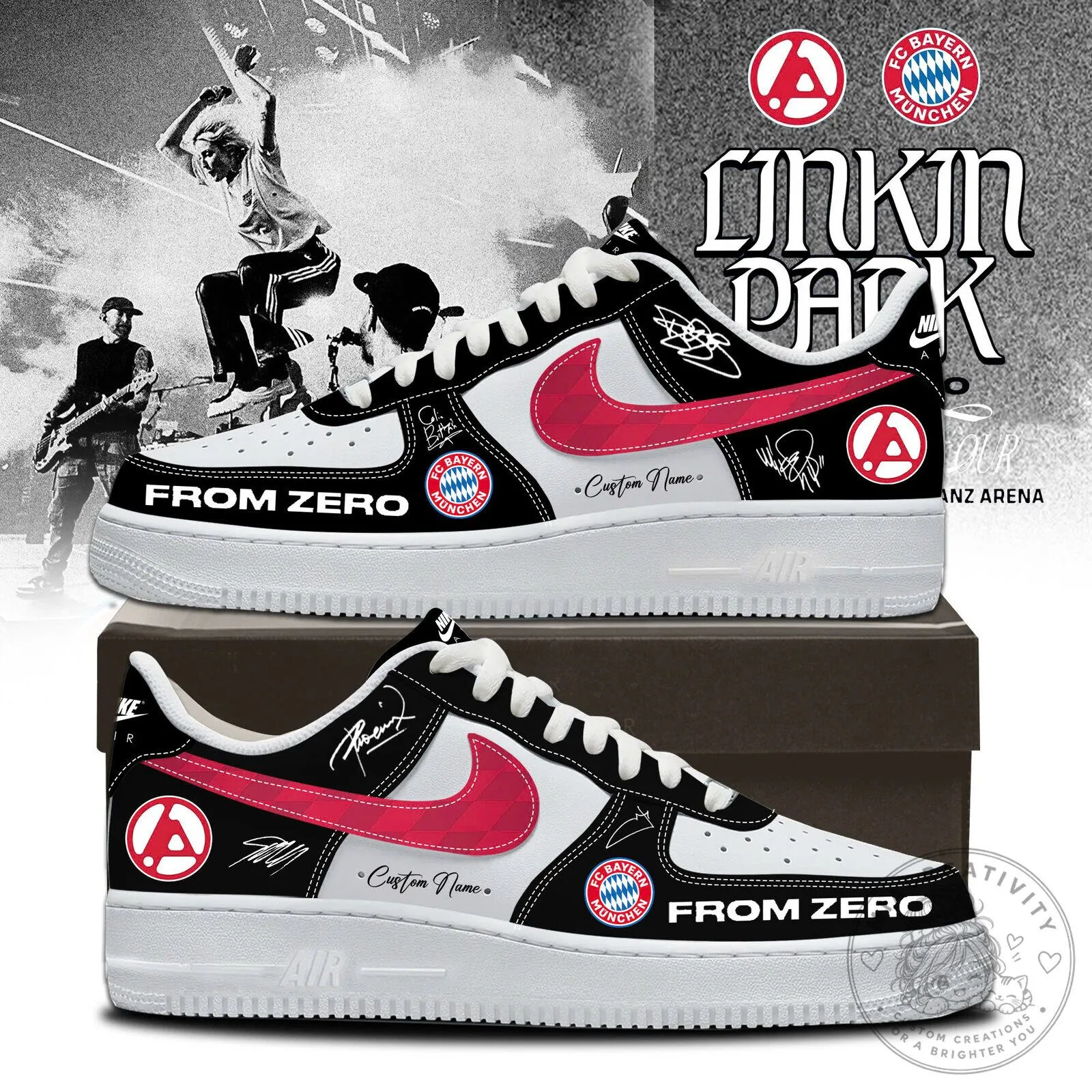 Linkin Park and FC Bayern München From Zero Custom Name Sneakers