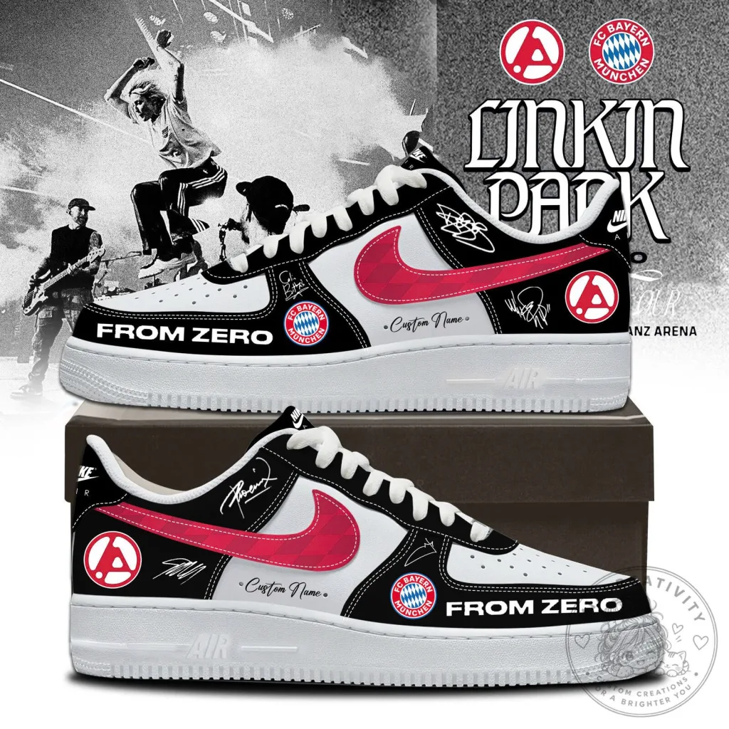 Linkin Park and FC Bayern München From Zero Custom Name Sneakers Linkin Park and FC Bayern München From Zero Custom Name Sneakers