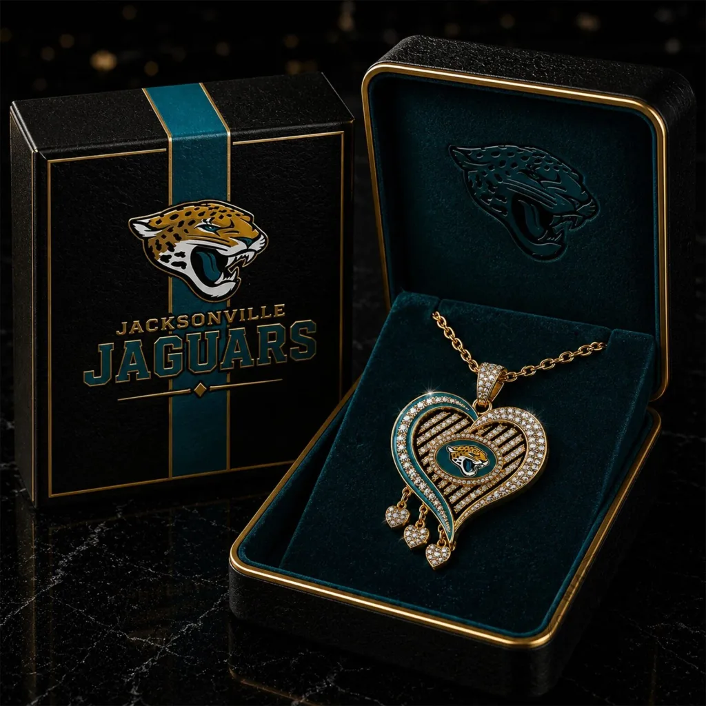 Jacksonville Jaguars Heart Pendant Necklace with Diamonds Jacksonville Jaguars Heart Pendant Necklace with Diamonds