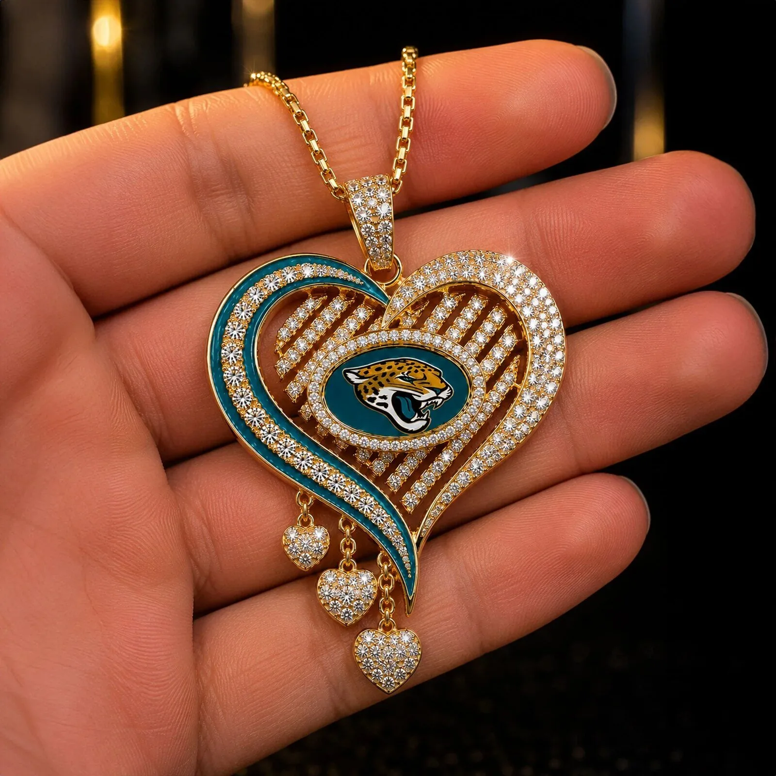 Jacksonville Jaguars Heart Pendant Necklace with Diamonds 9 Jacksonville Jaguars Heart Pendant Necklace with Diamonds
