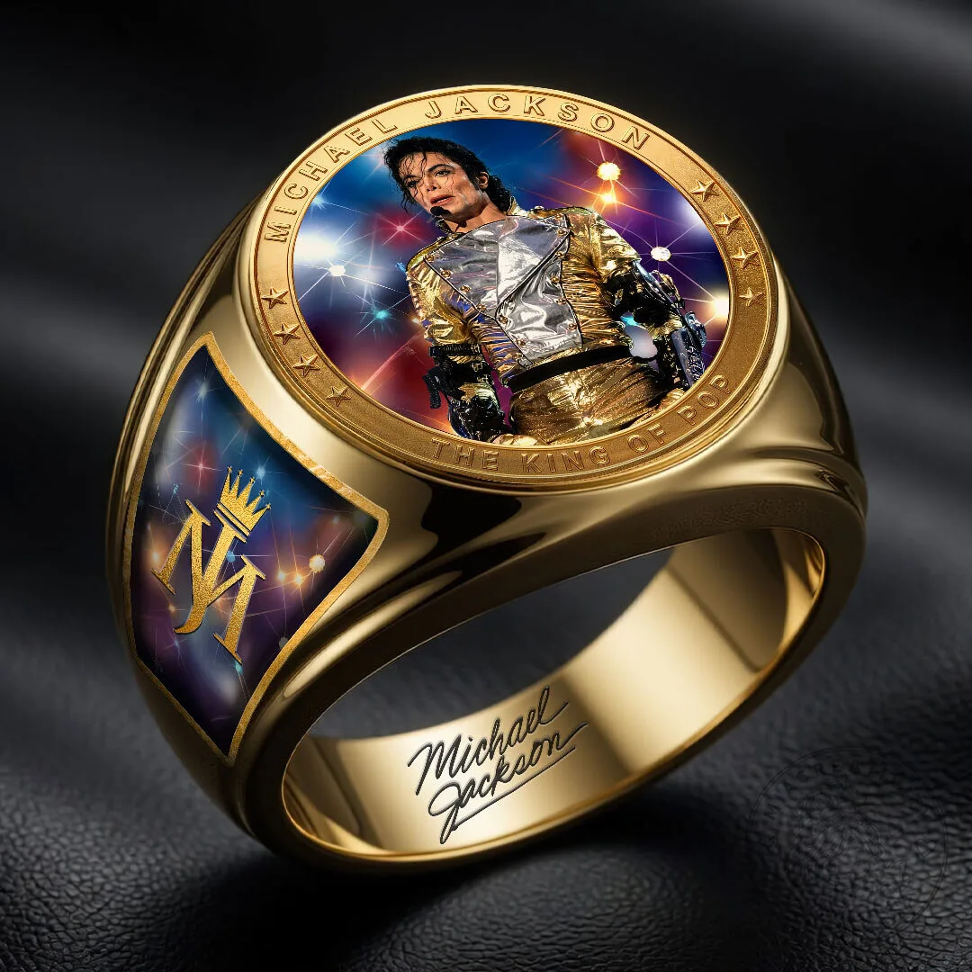 Michael Jackson The King of Pop Gold Tone Engraved Commemorative Ring