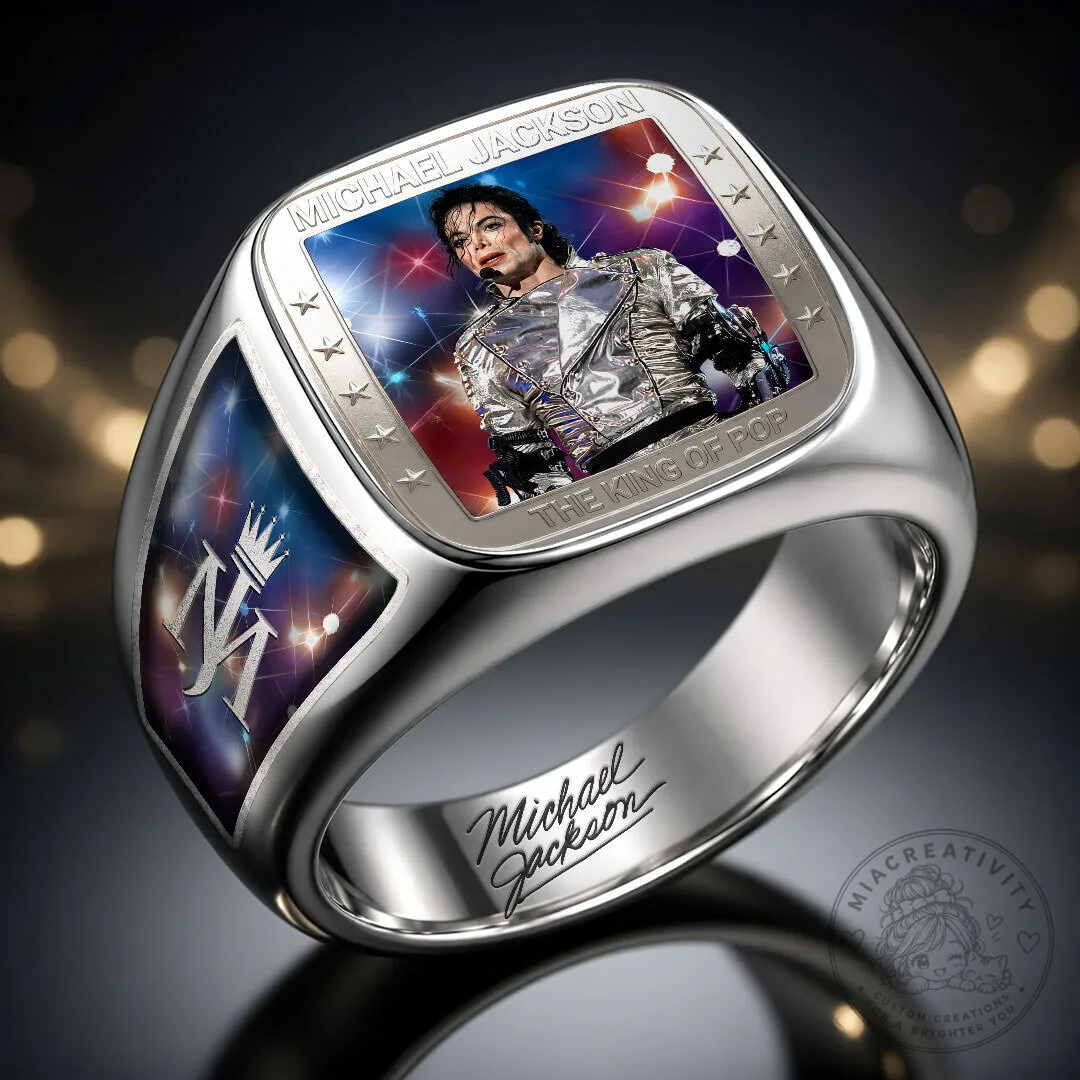 Michael Jackson The King of Pop Gold Tone Engraved Commemorative Ring 8 Michael Jackson The King of Pop Gold Tone Engraved Commemorative Ring
