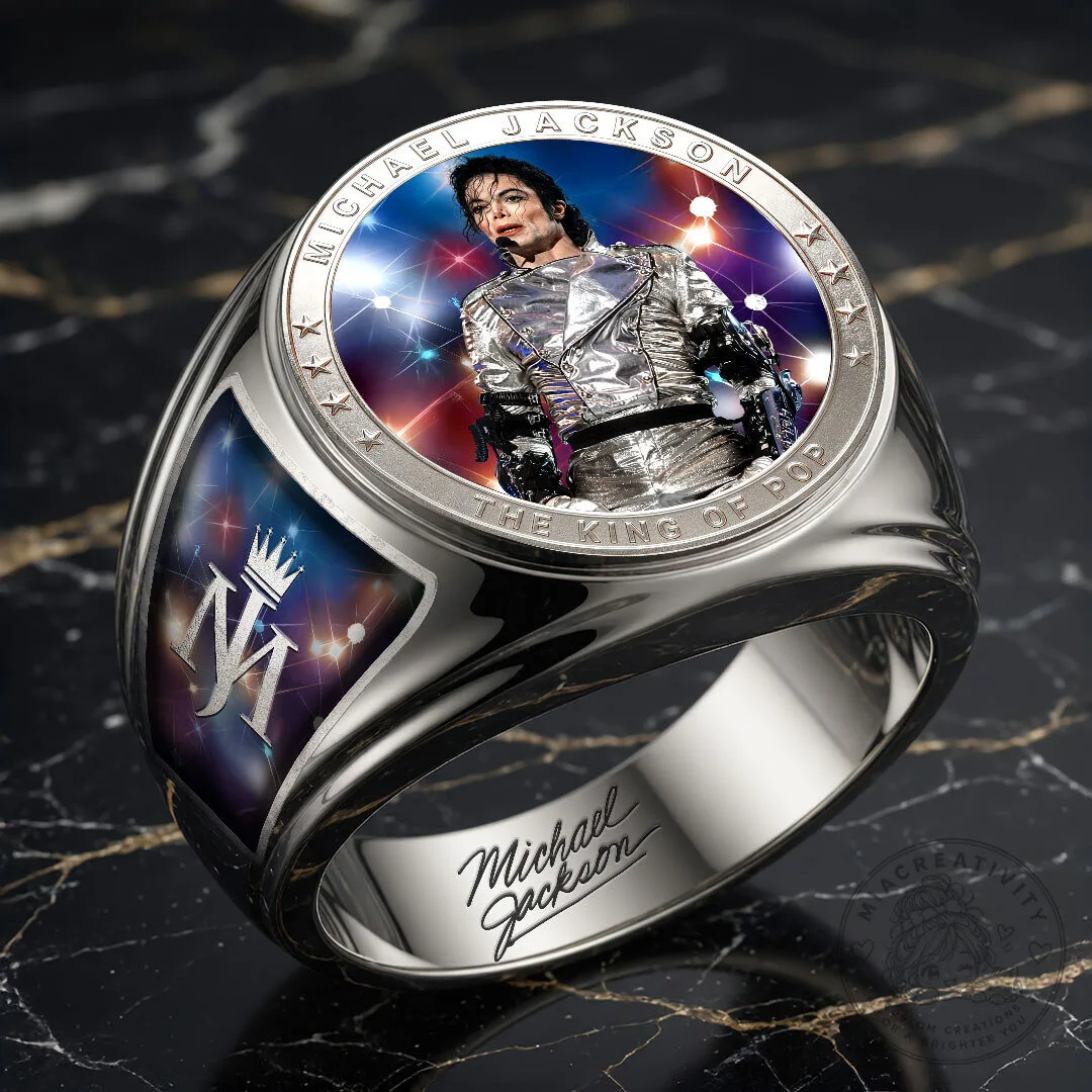 Michael Jackson The King of Pop Gold Tone Engraved Commemorative Ring 9 Michael Jackson The King of Pop Gold Tone Engraved Commemorative Ring