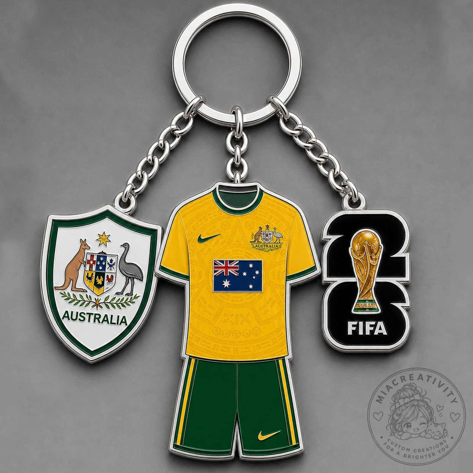 Australia National Football Team World Cup 2026 FIFA Soccer Keychain 2 Australia National Football Team World Cup 2026 FIFA Soccer Keychain