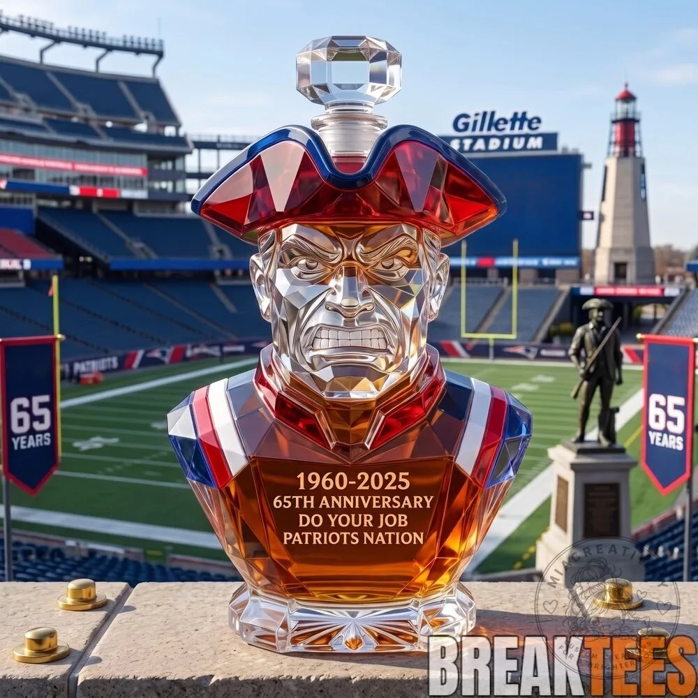 New England Patriots 65th Anniversary Commemorative Whiskey Decanter Bottle