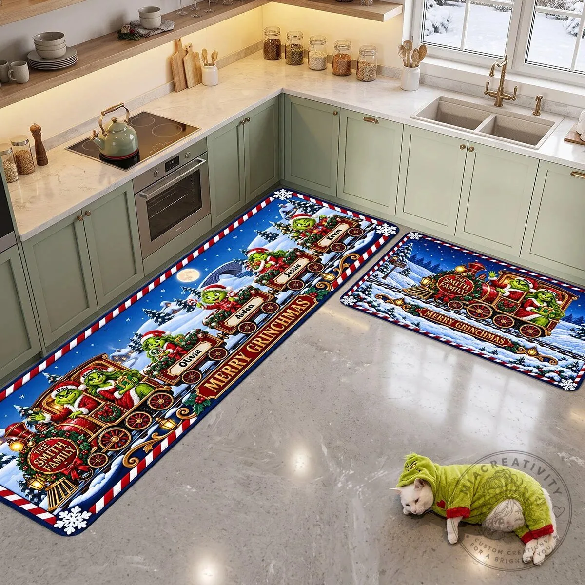 Personalized Grinchmas Family Train Christmas Kitchen Floor Mat 8 Personalized Grinchmas Family Train Christmas Kitchen Floor Mat